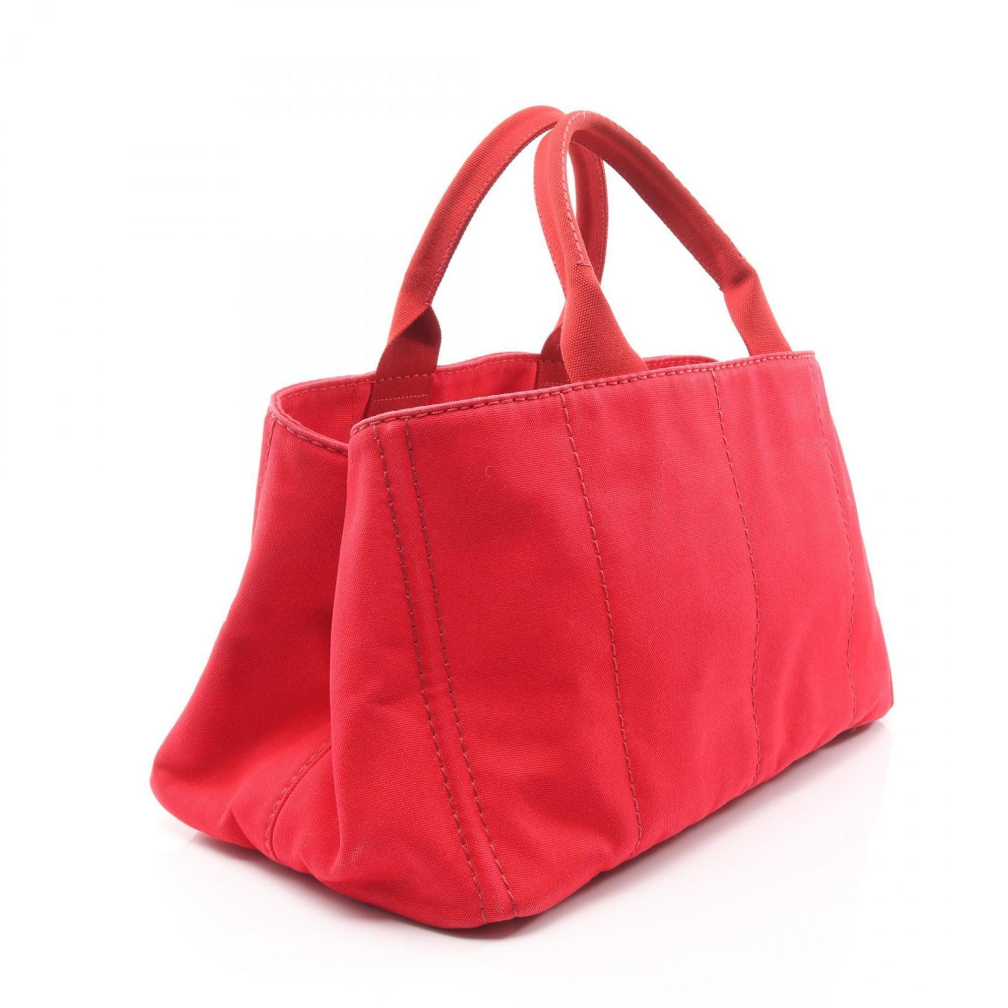 Prada Red Color Canvas Tote Bag
