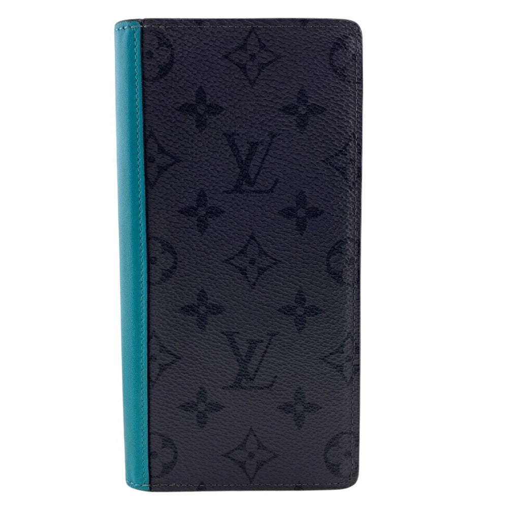 Louis Vuitton Monogram Eclipse Black Turquoise Leather Long Wallet