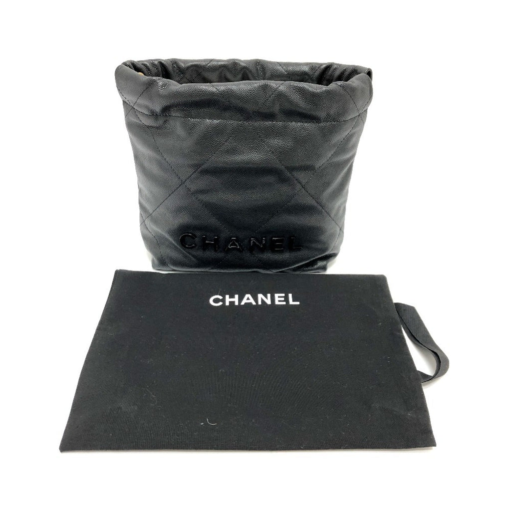 Chanel Black Grained Calfskin Shoulder Bag