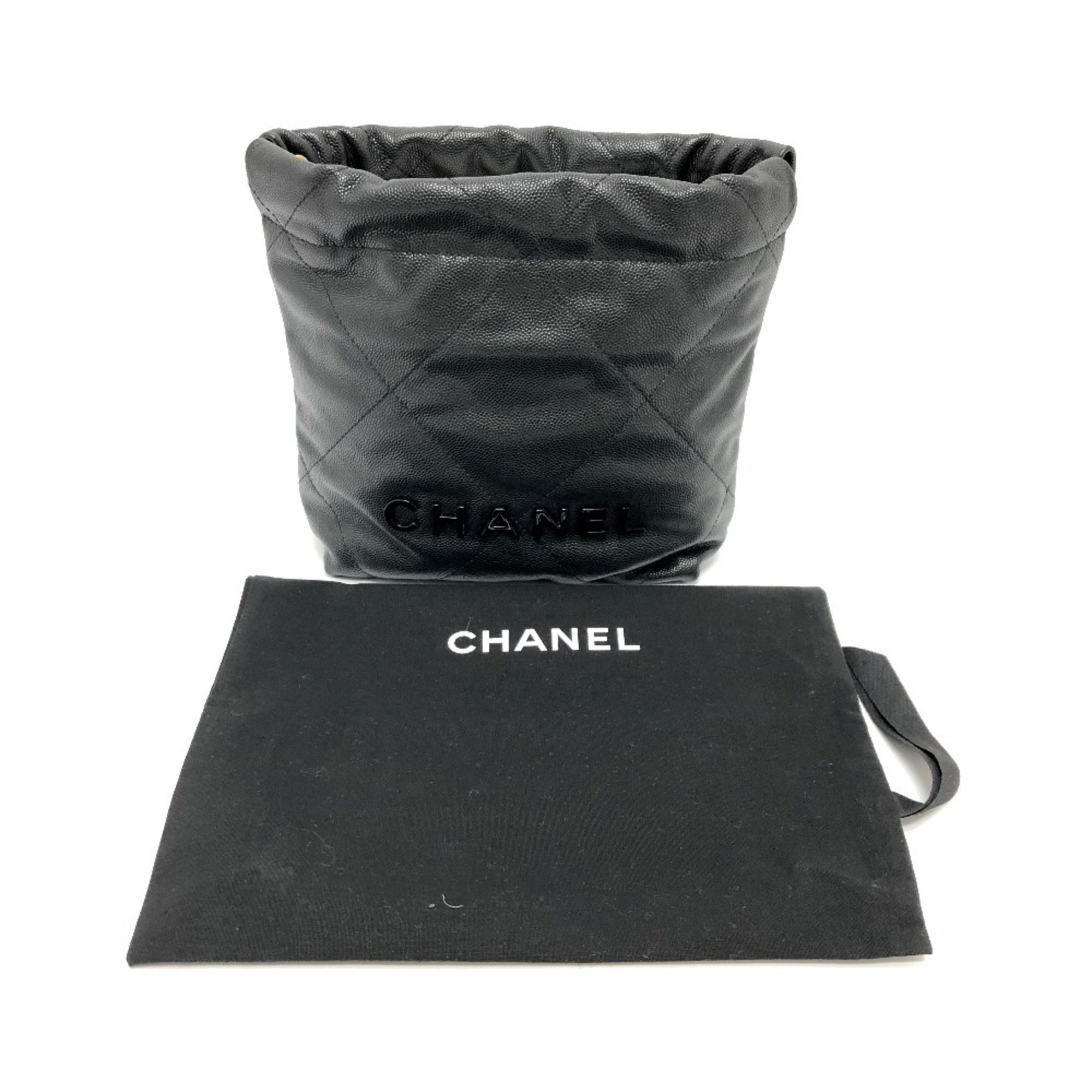 Chanel Black Grained Calfskin Shoulder Bag