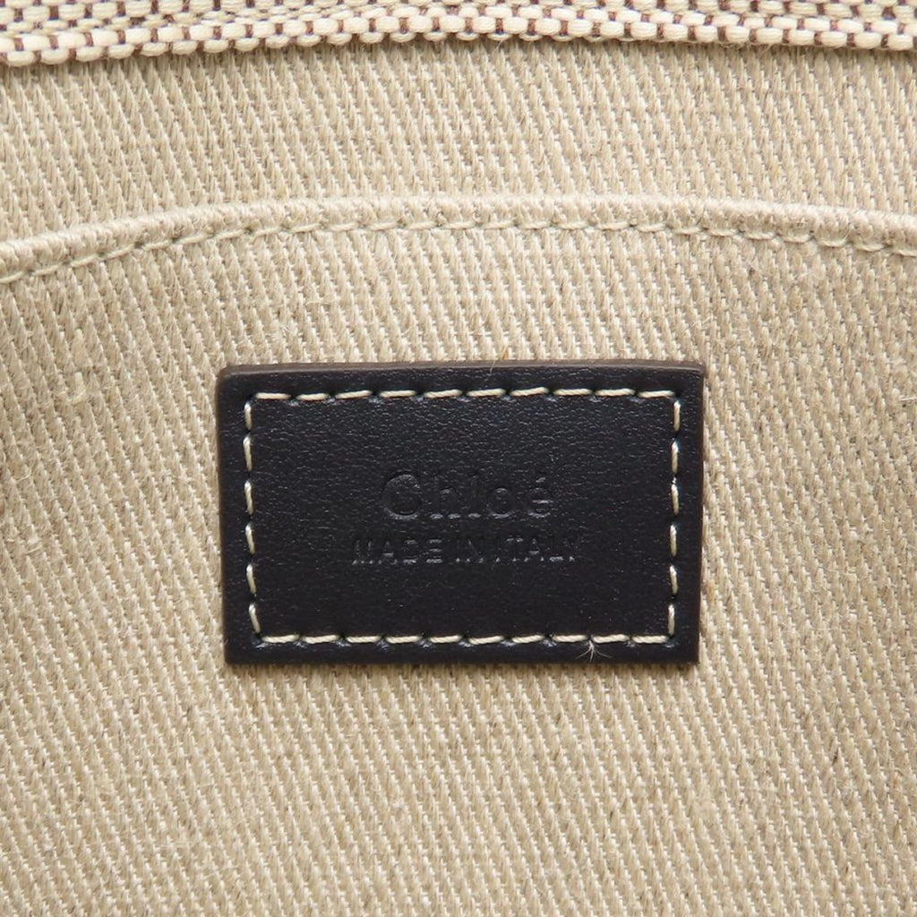 Chloé Blue White Linen Leather Handbag (Pre-Owned)