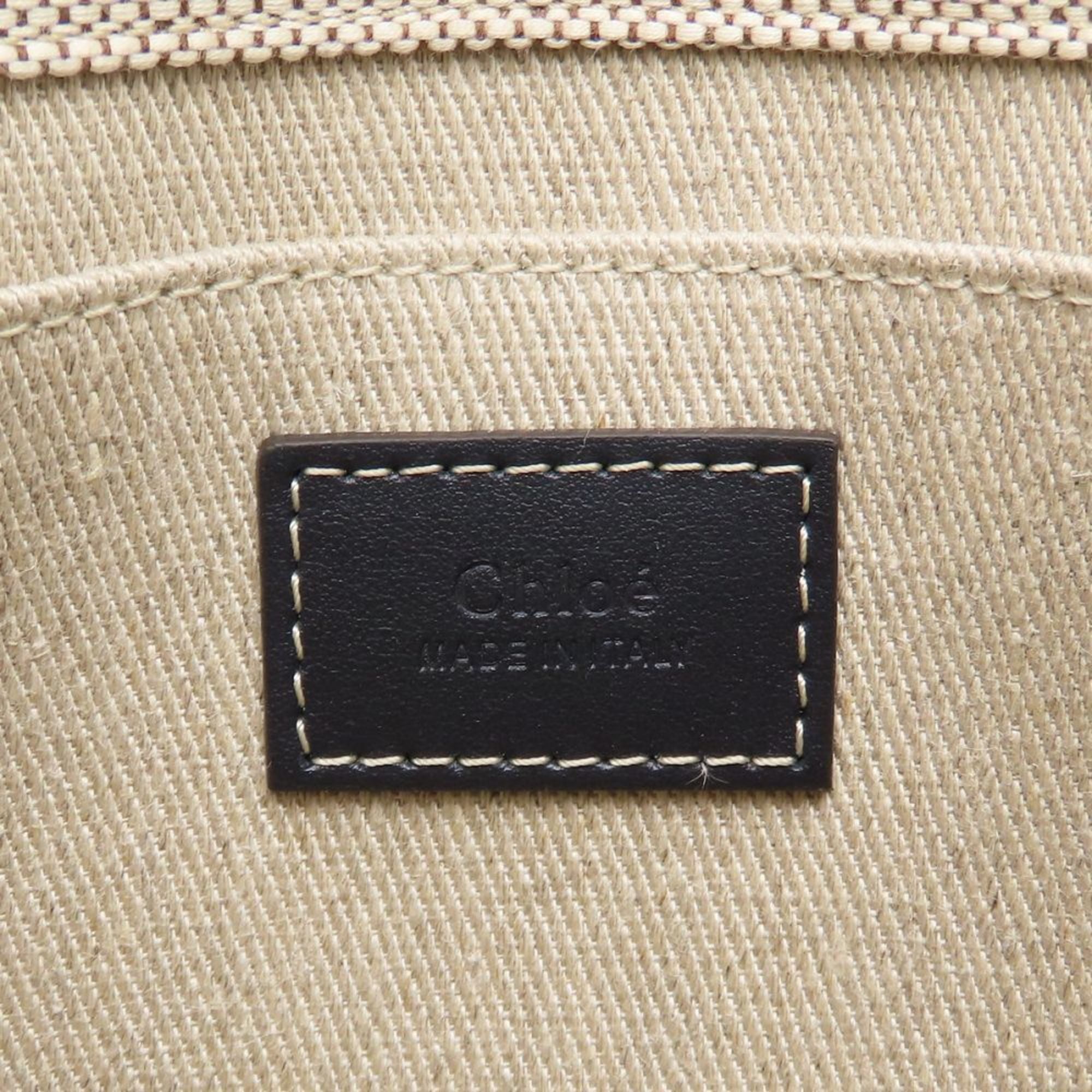 Chloé Blue White Linen Leather Handbag (Pre-Owned)