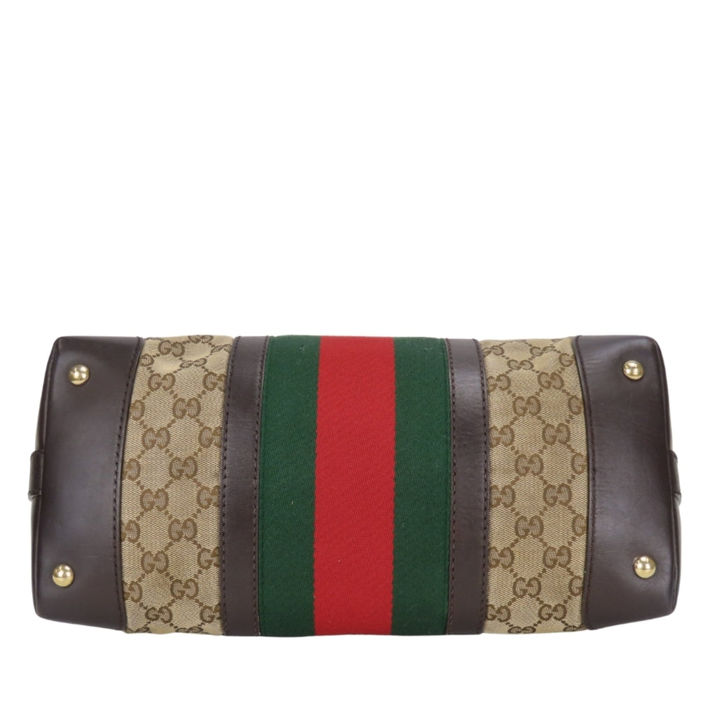 Gucci Beige Dark Brown Gg Canvas Handbag (Pre-Owned)
