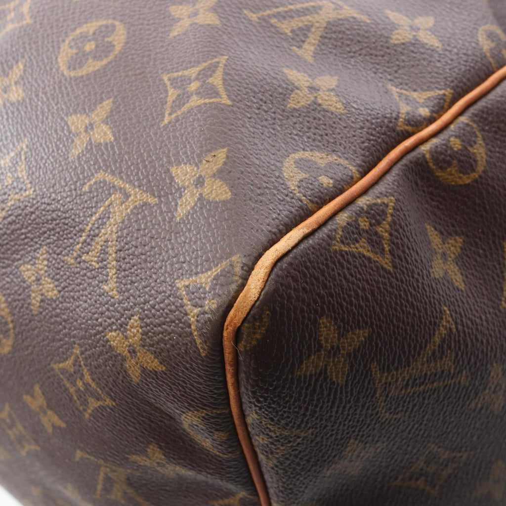 Louis Vuitton Brown Coated Canvas Leather Boston Bag Handbag