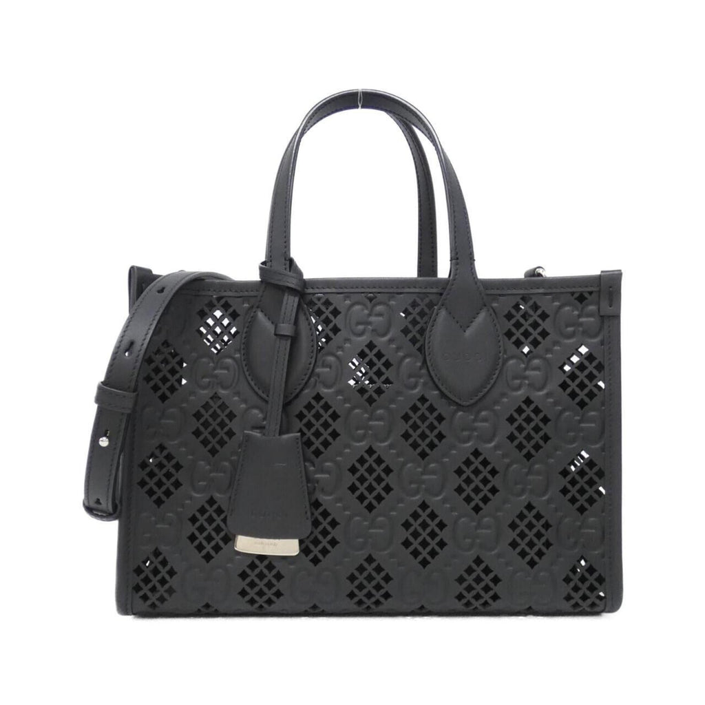 Gucci Black Gg Leather Handbag Pouch (Pre-Owned)