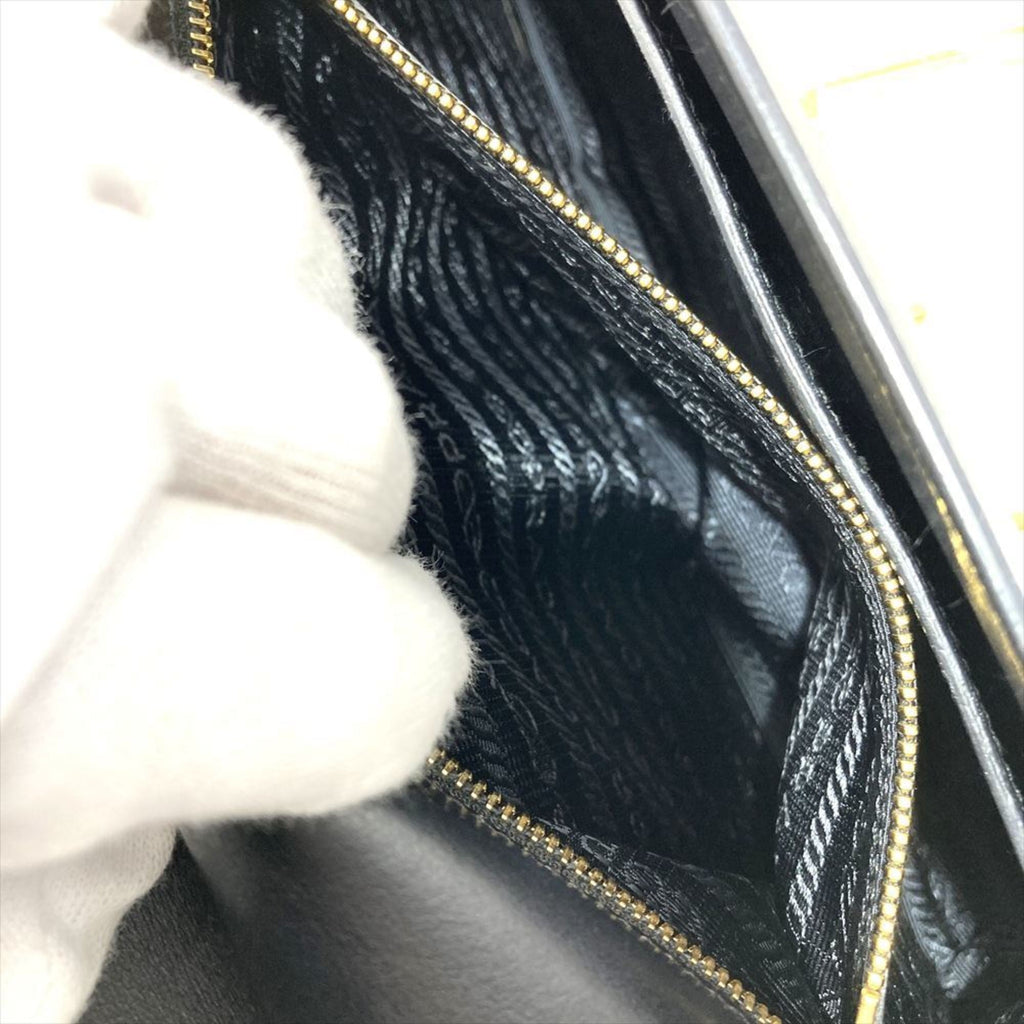 Prada Gray Multi-Color White Leather Shoulder Bag
