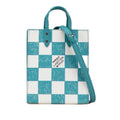 Louis Vuitton Damier Turquoise White Cuir Ombre Leather Handbag Shoulder Bag