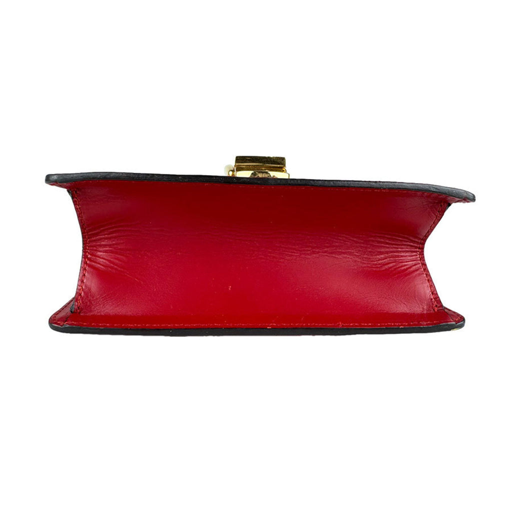 Gucci Navy Red Color Leather Shoulder Bag (Pre-Owned)