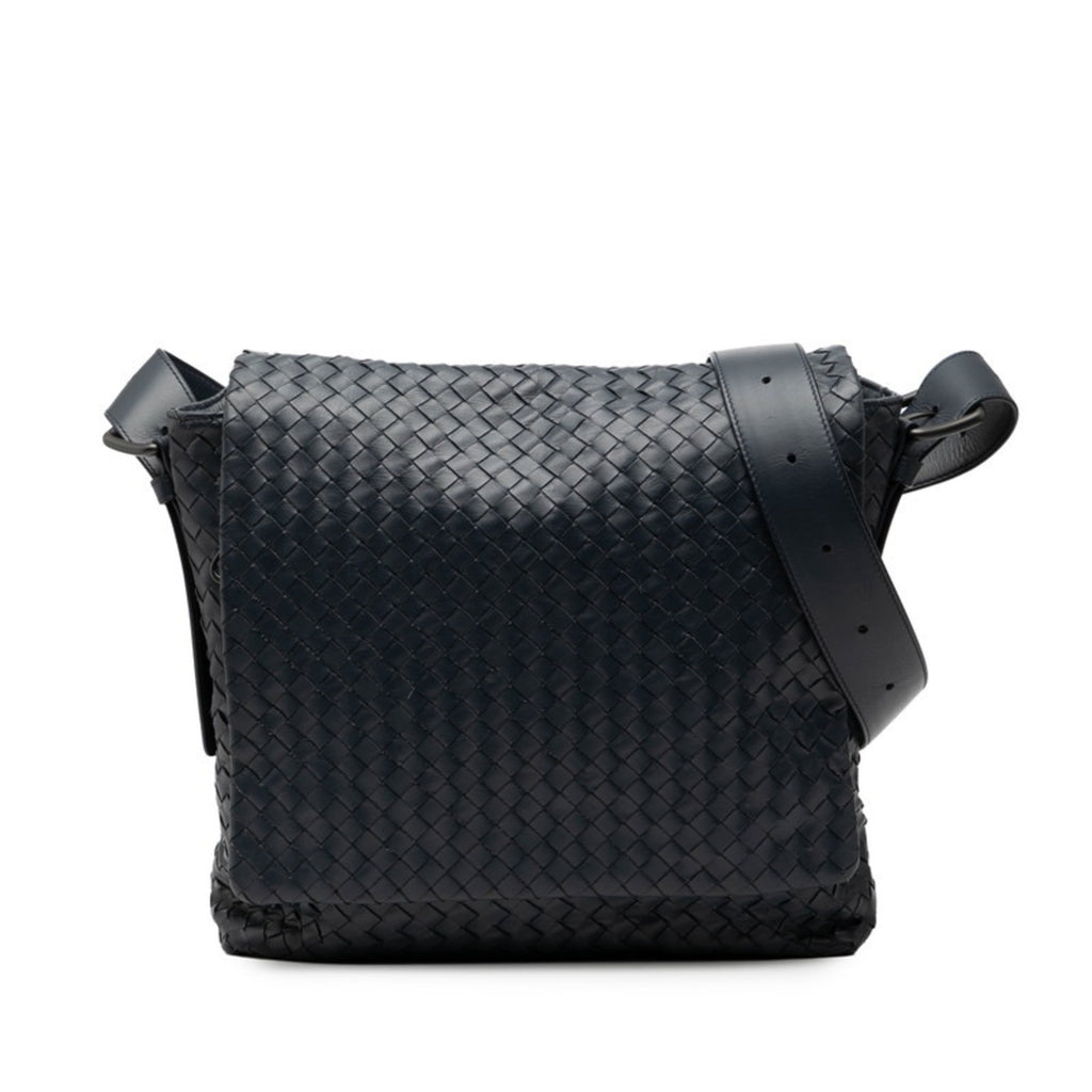 Bottega Veneta Navy Leather Shoulder Bag