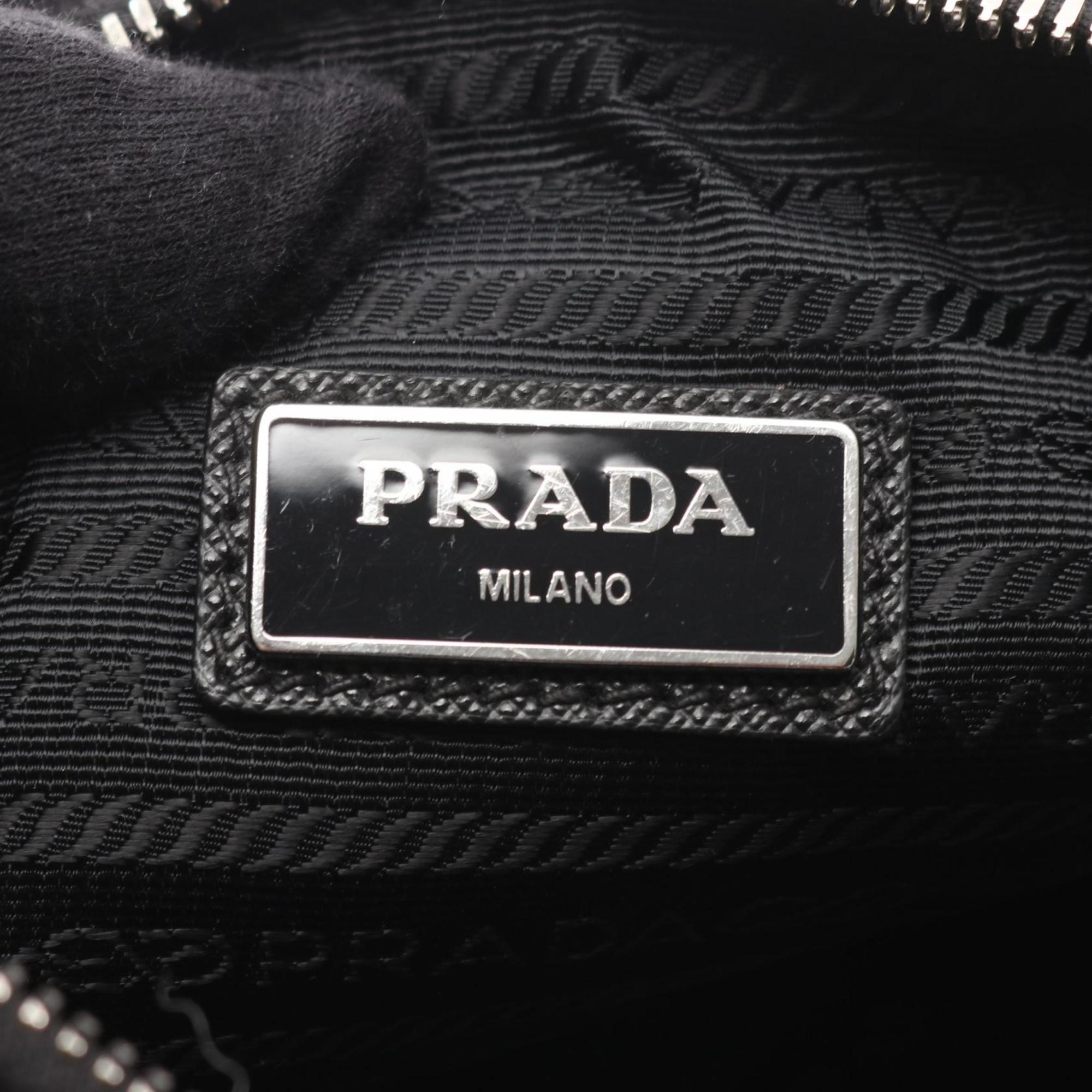 Prada Black Nylon Saffiano Triangle Shoulder Bag