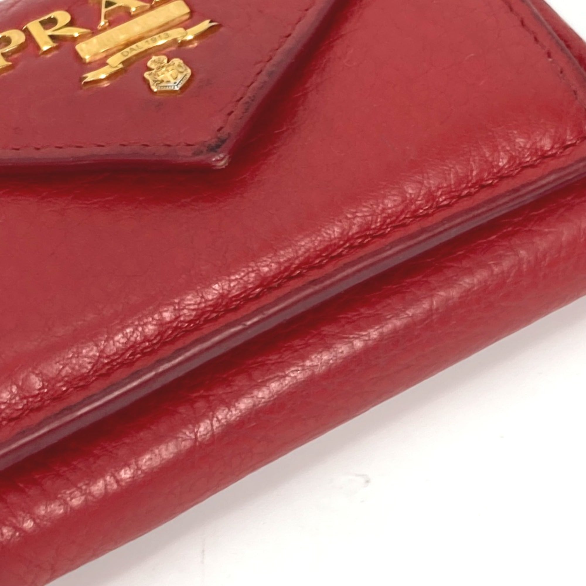 Prada Red Leather Wallet (Tri-Fold)