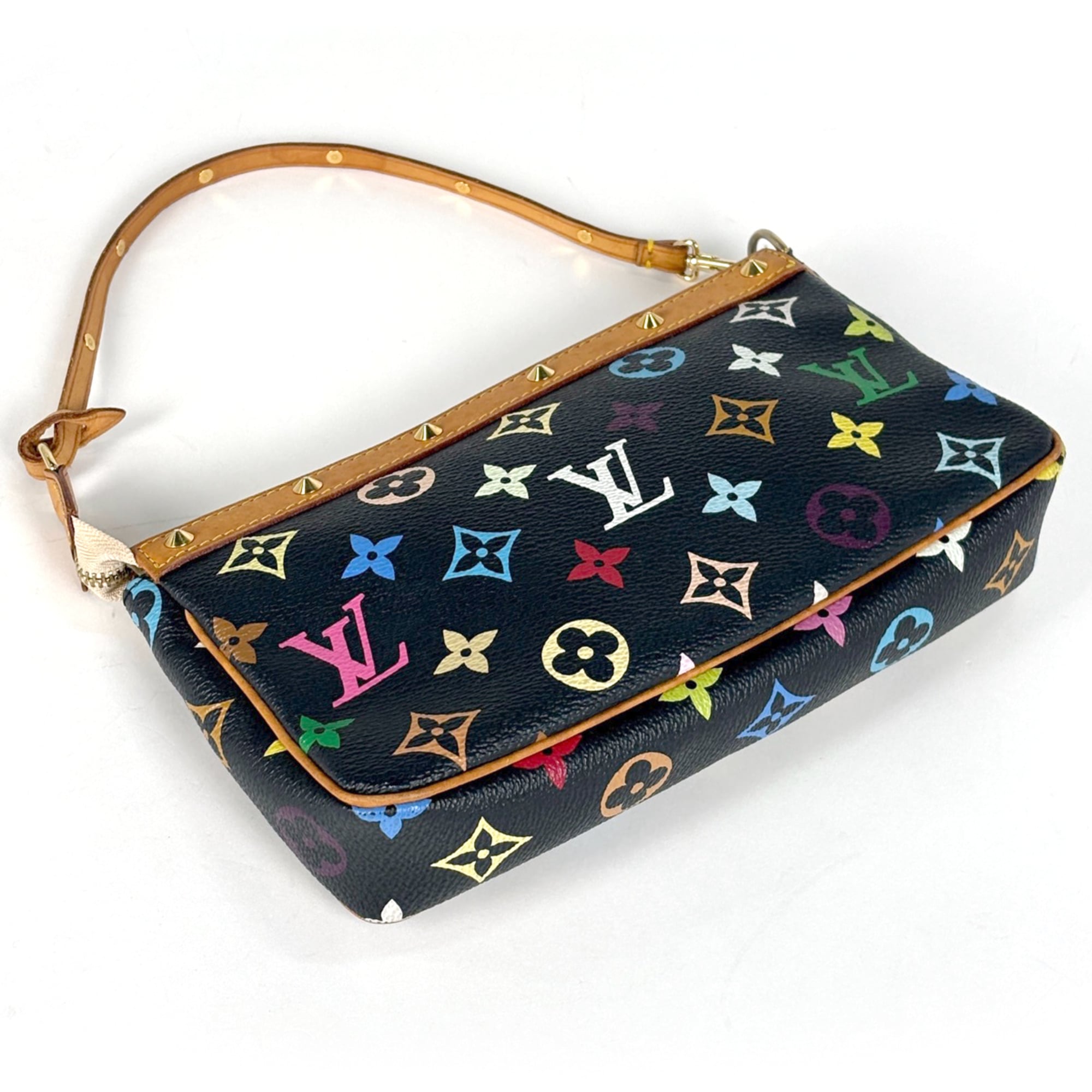 Louis Vuitton Black Noir Monogram Multicolore Handbag Pochette Pouch