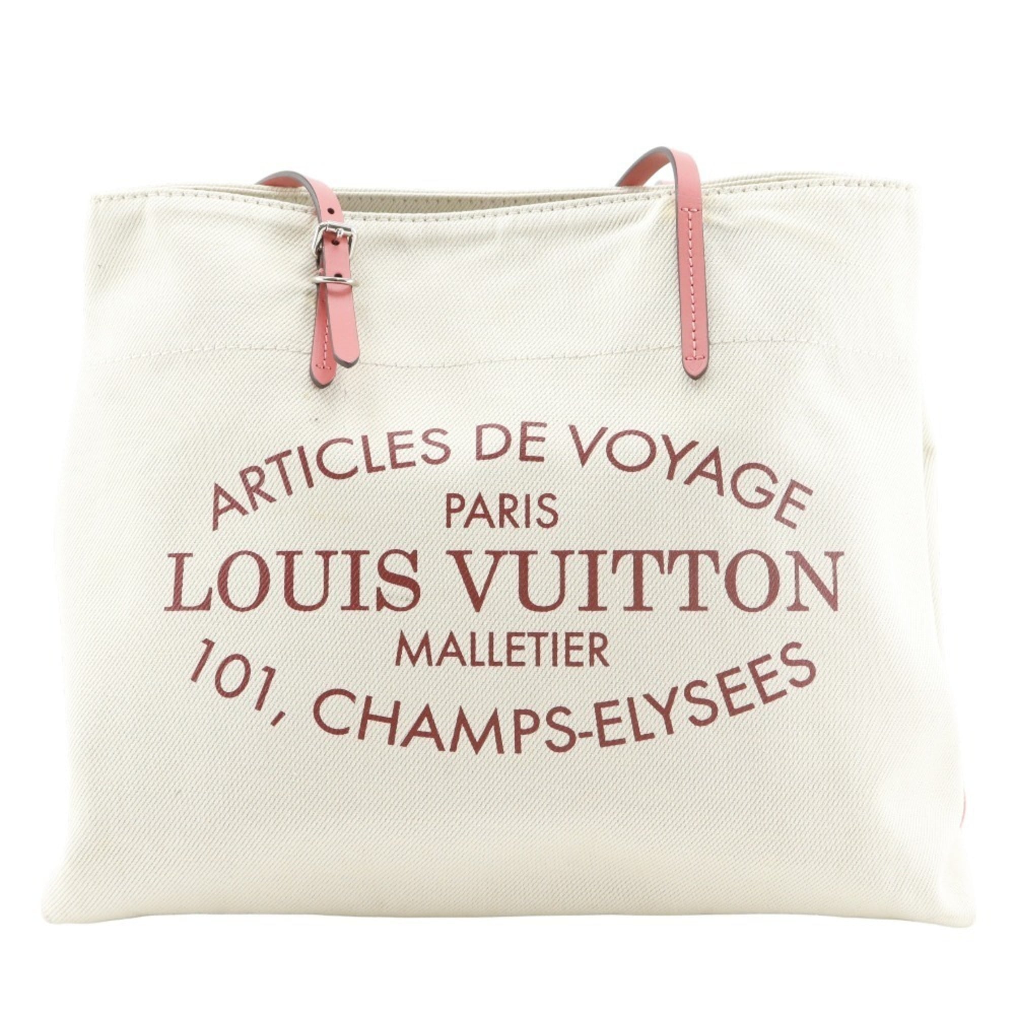 Louis Vuitton Corail Ivory Pink White Canvas Tote Bag