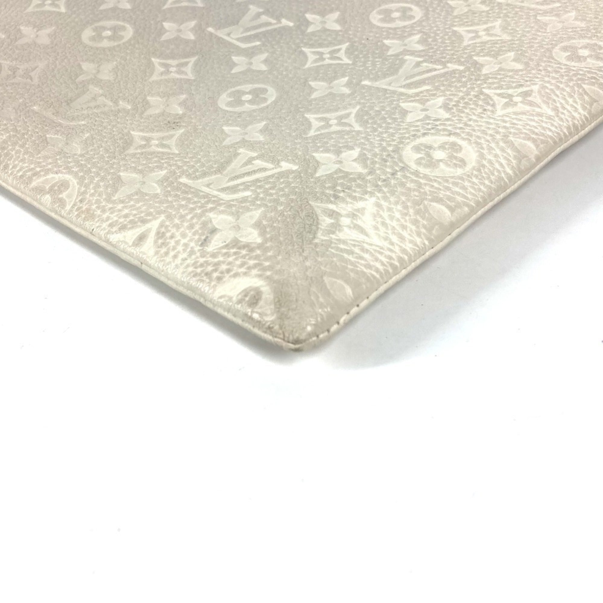 Louis Vuitton White Leather Clutch Bag Pochette Pouch