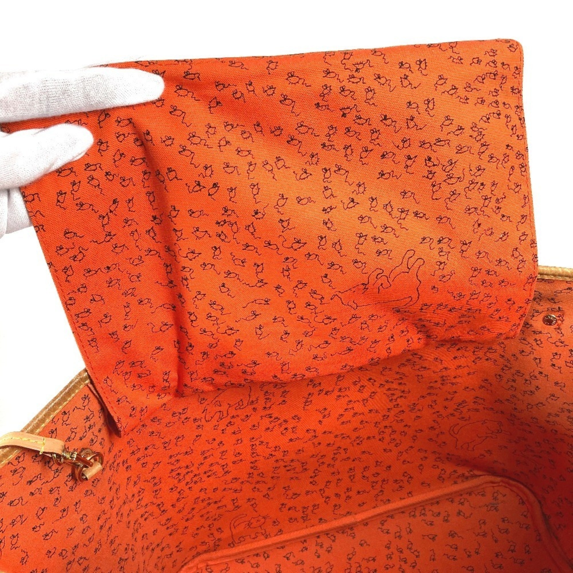 Louis Vuitton Brown Orange Monogram Leather Pouch Shoulder Bag Tote Bag