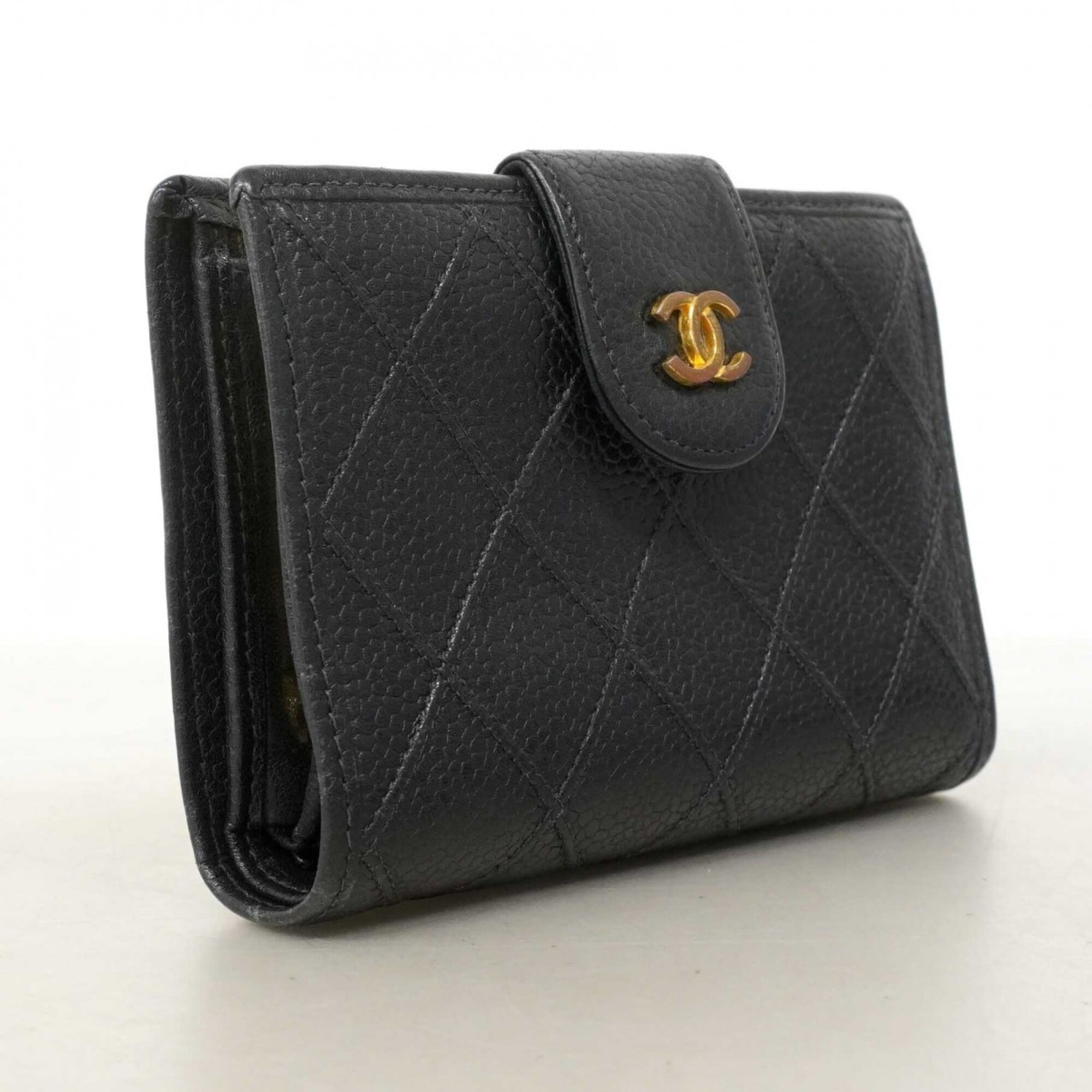 Chanel Black Grained Calfskin Wallet (Bi-Fold)