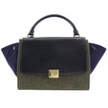 Celine Trapeze Black Gray Felt Leather Handbag