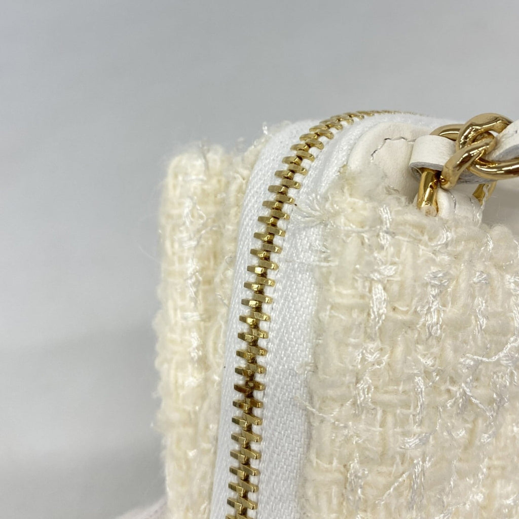 Chanel Ivory Tweed Chain/Shoulder Wallet