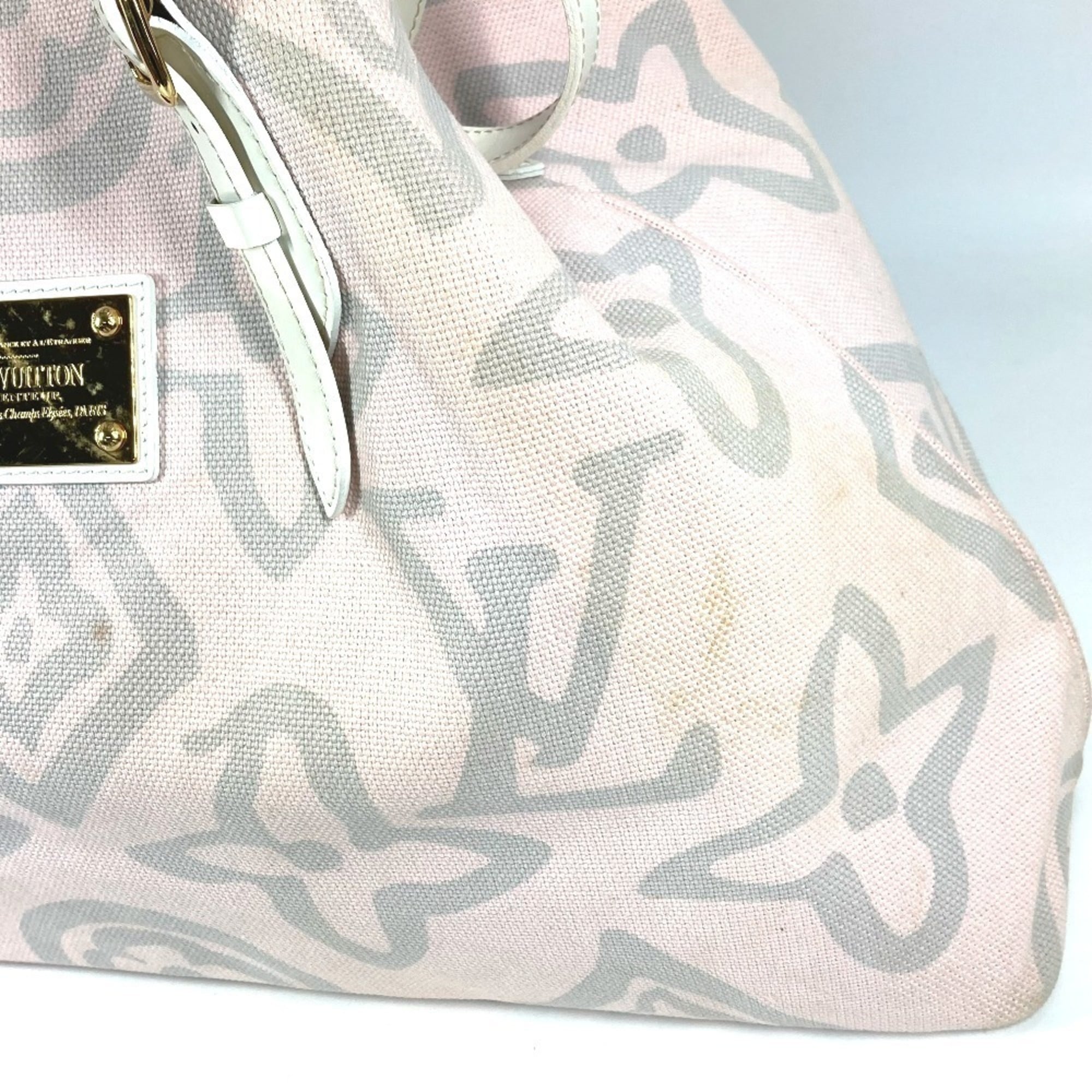 Louis Vuitton Pink Canvas Leather Boston Bag Shoulder Bag Tote Bag
