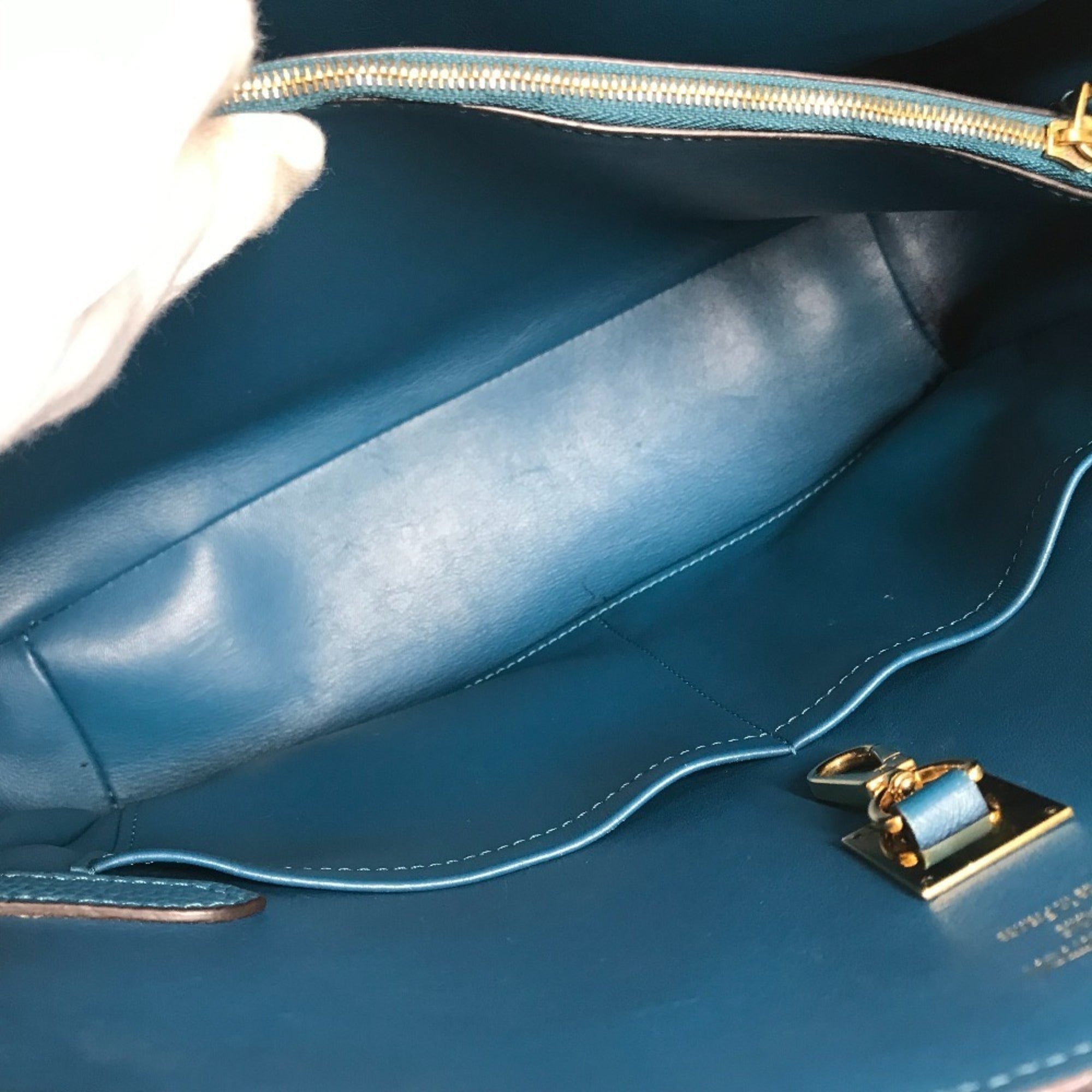 Louis Vuitton Blue Leather Shoulder Bag Tote Bag