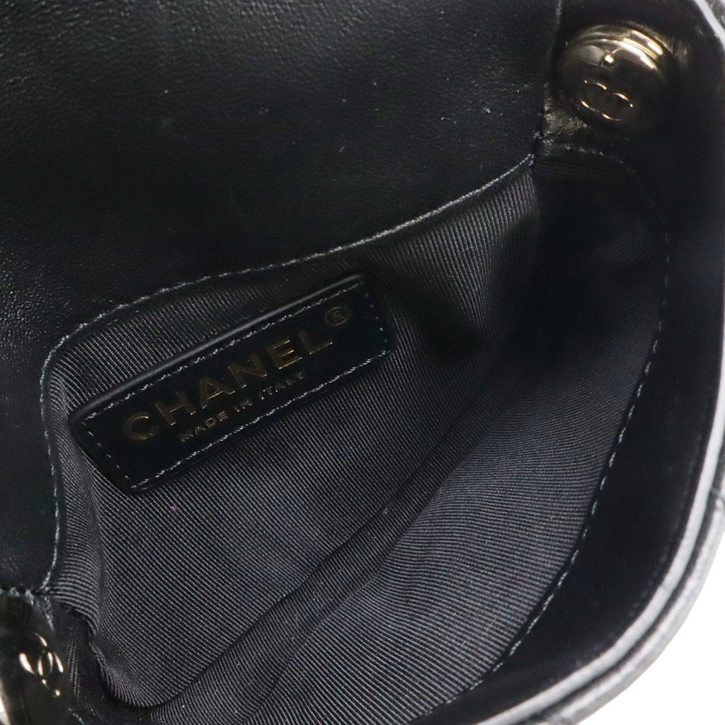 Chanel Matelasse Black Ivory Leather Pochette Shoulder Bag