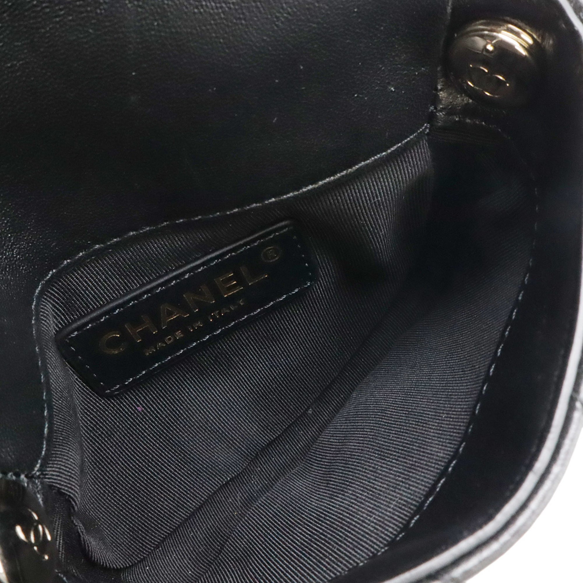Chanel Matelasse Black Ivory Leather Pochette Shoulder Bag