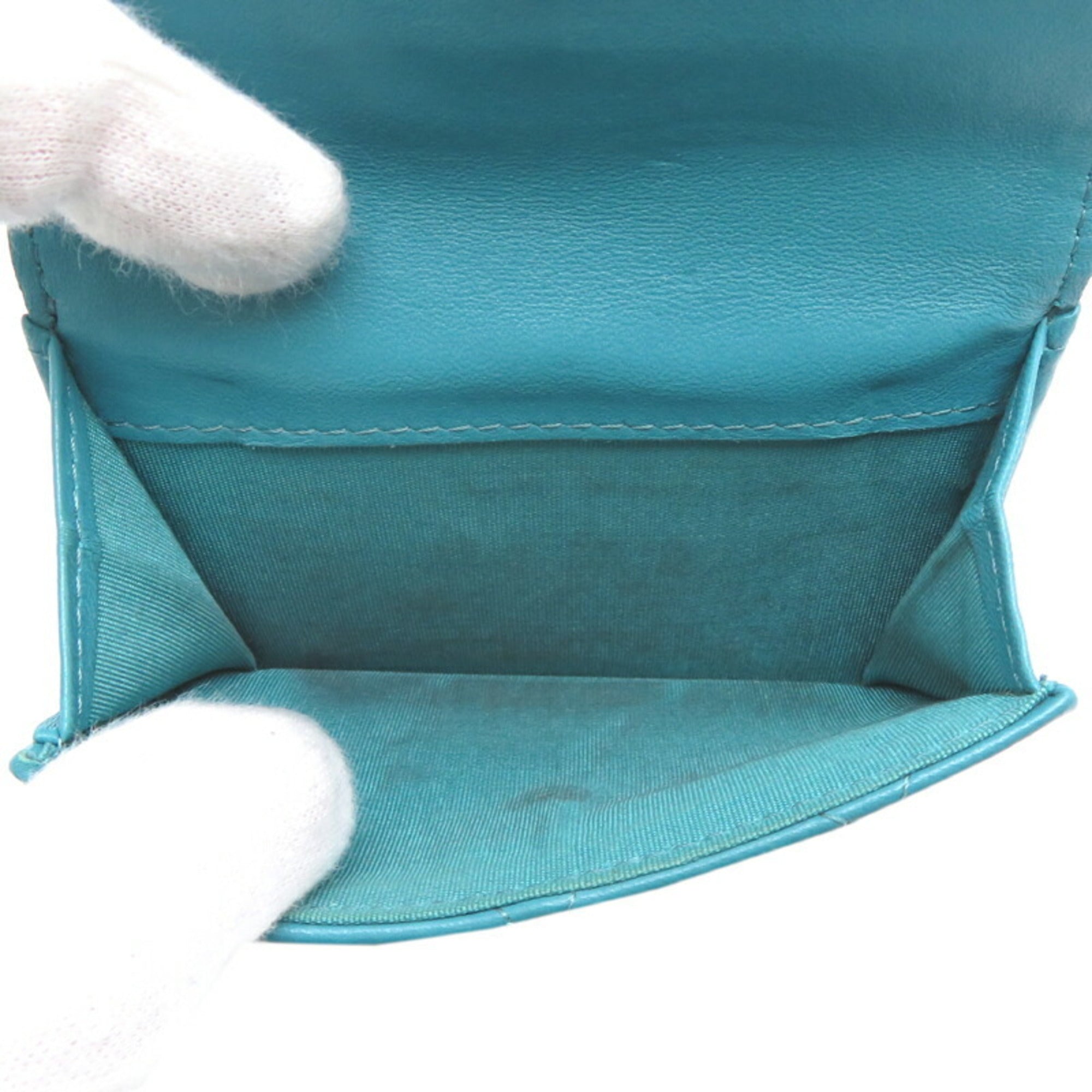 Chanel Blue Turquoise Leather Wallet (Tri-Fold)