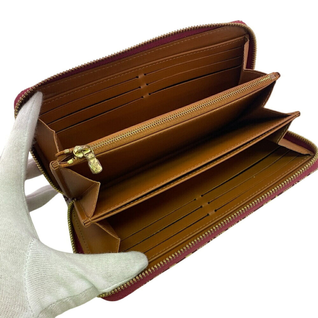 Louis Vuitton Brown Red Color Canvas Leather Long Wallet