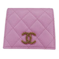 Chanel Green Pink Grained Calfskin Wallet (Bi-Fold)