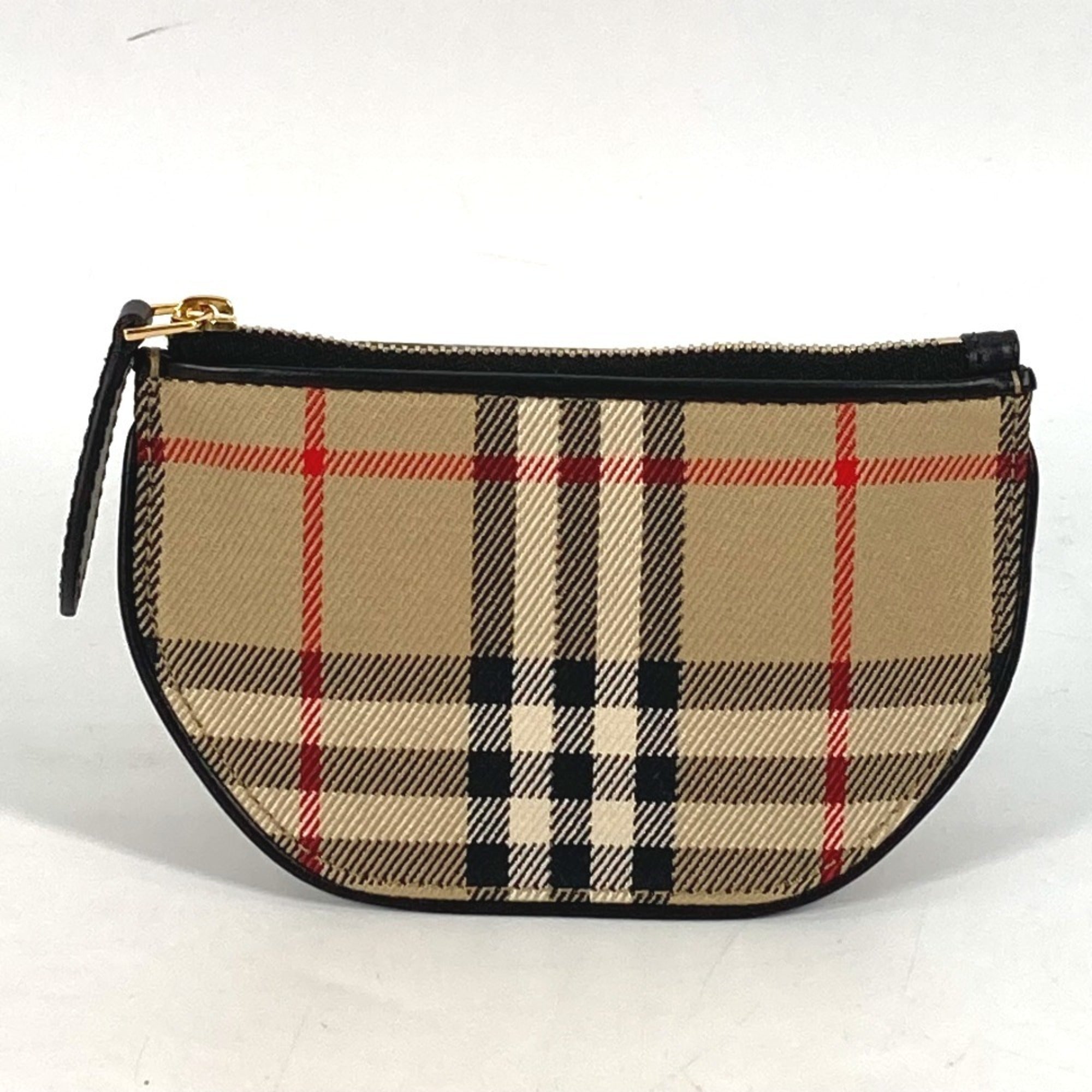 Burberry Beige Leather Canvas Coin Purse/Coin Case