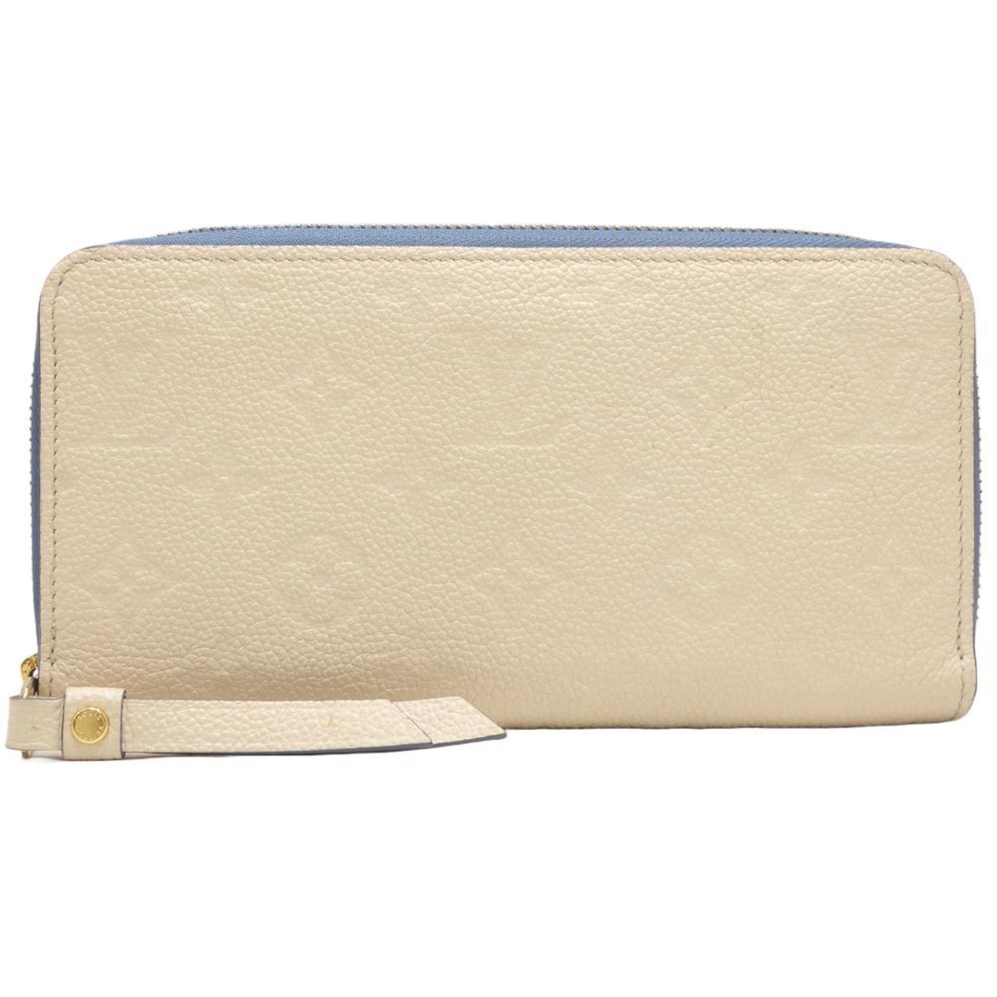 Louis Vuitton Blue Jean Cream Leather Long Wallet