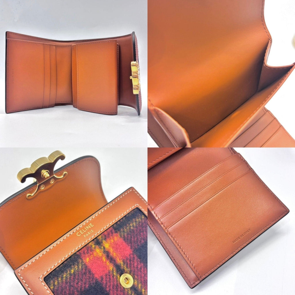 Celine Red Color Fabric Leather Wallet (Bi-Fold)