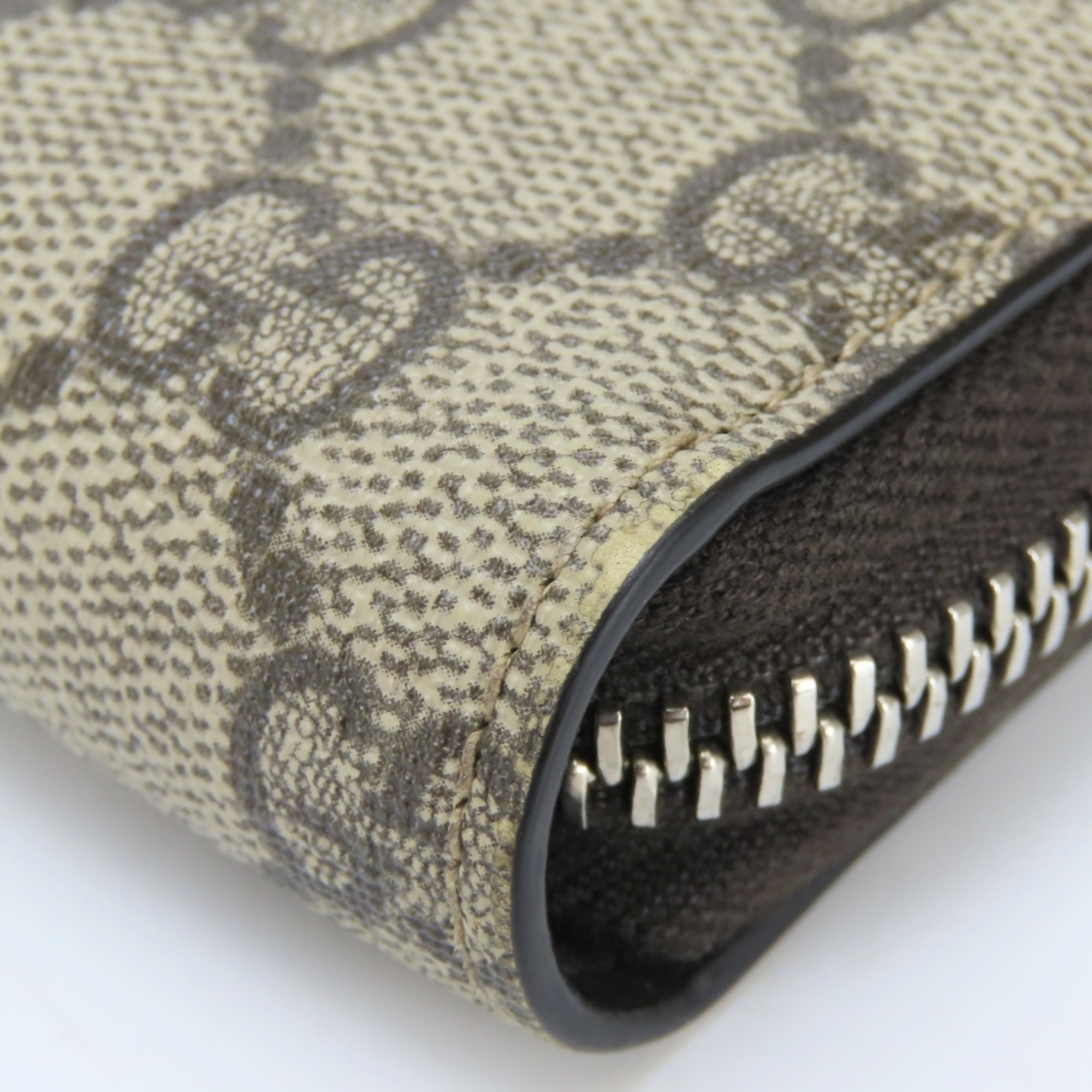 Gucci Beige Dark Brown Green Red Color Gg Supreme Long Wallet (Bi-Fold) (Pre-Owned)