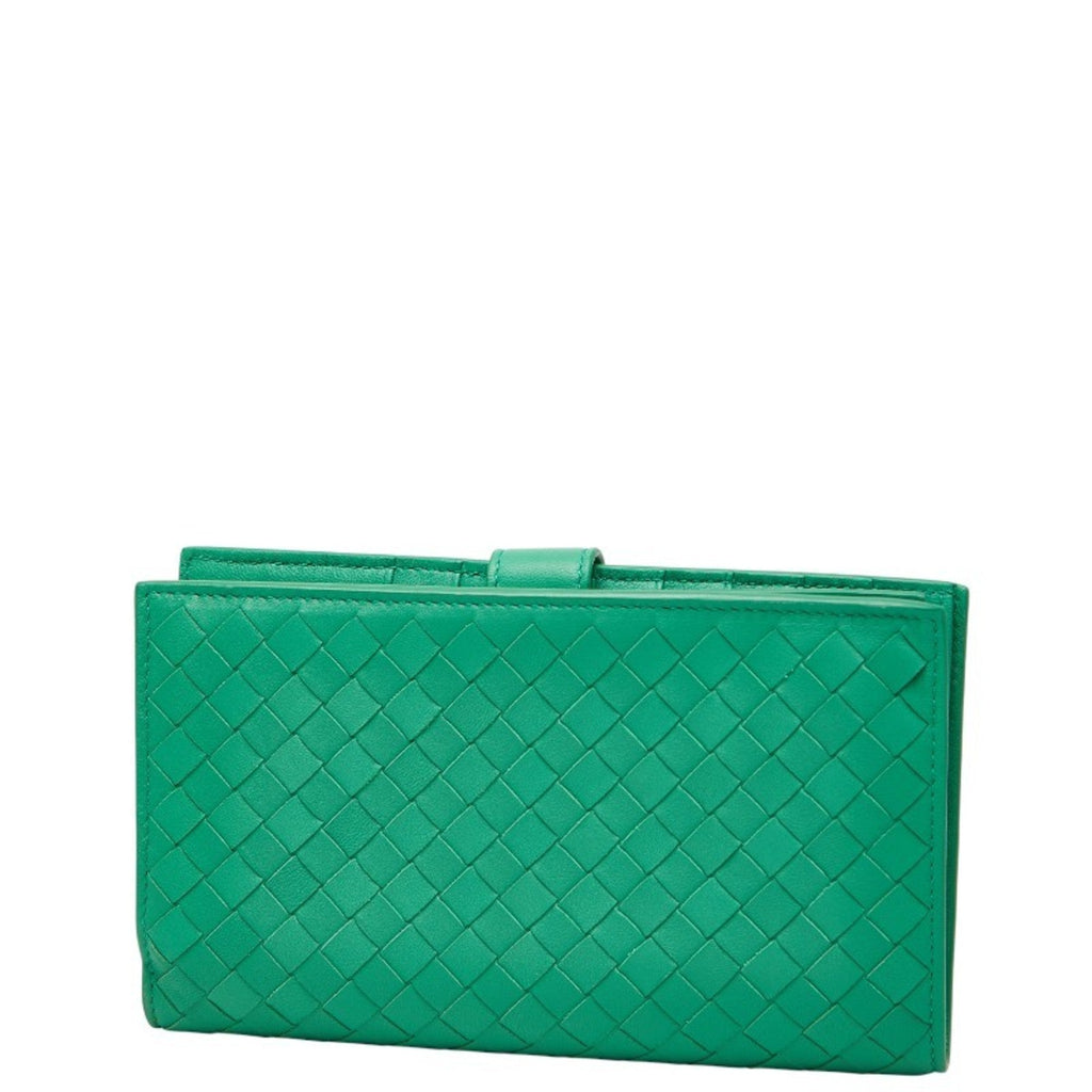 Bottega Veneta Green Leather Long Wallet