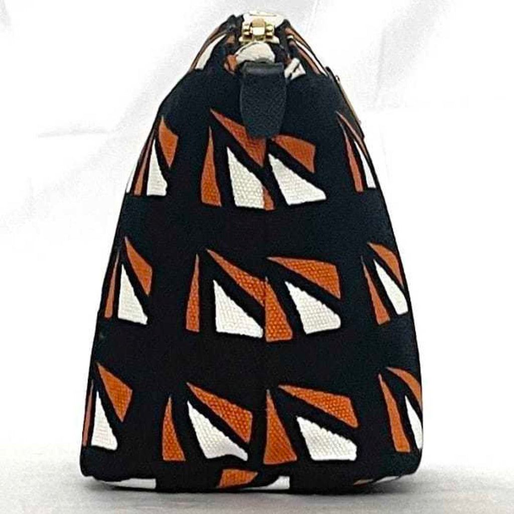 Prada Black Orange Canvas Leather Pouch
