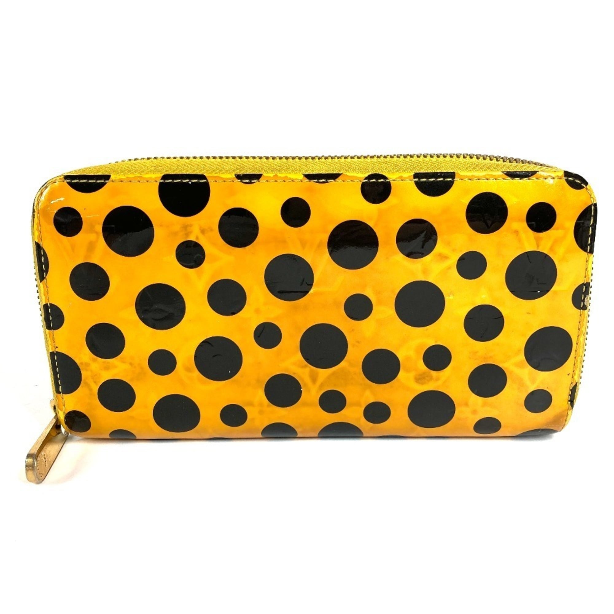 Louis Vuitton Dot Infinity (Yayoi Kusama) Black Yellow Patent Leather Long Wallet