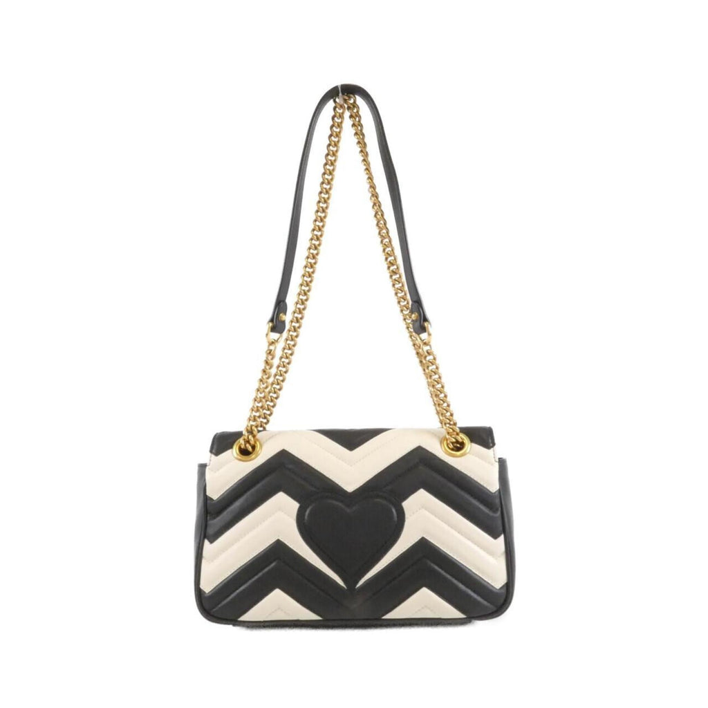 Gucci Black White Leather Shoulder Bag (Pre-Owned)