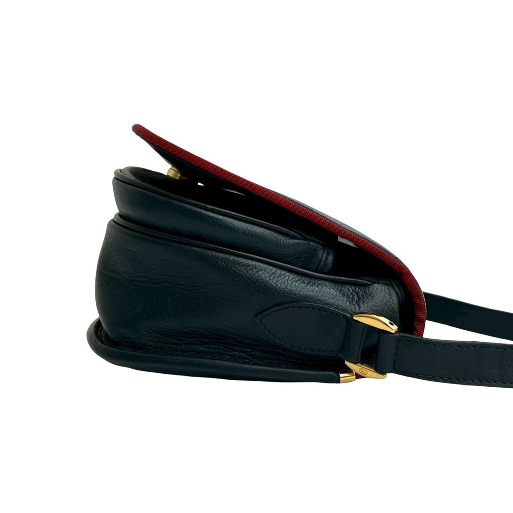 Gucci Navy Red Color Leather Pochette Shoulder Bag (Pre-Owned)