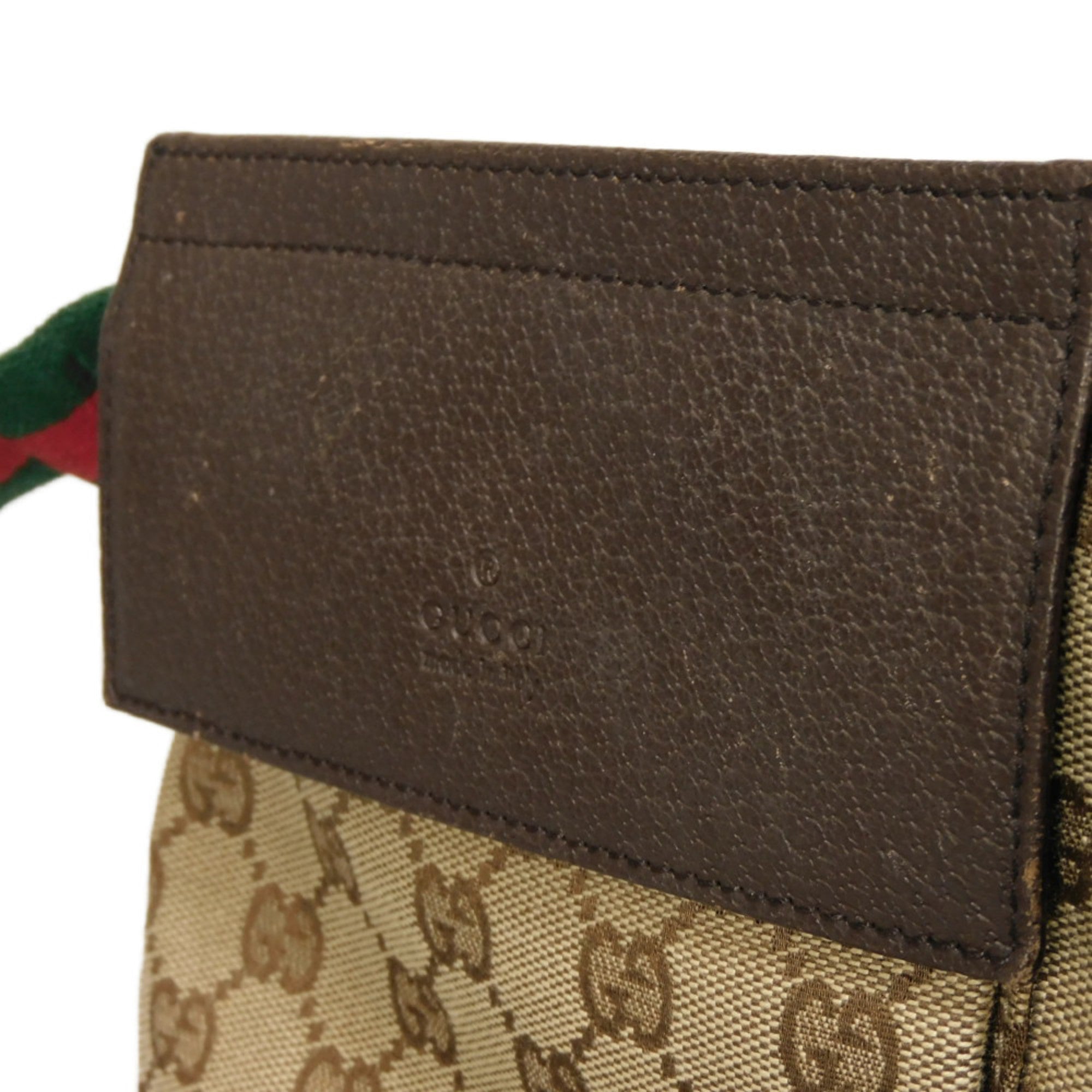 Gucci Beige Gg Canvas Leather Fanny Pack Shoulder Bag Sling Bag (Pre-Owned)