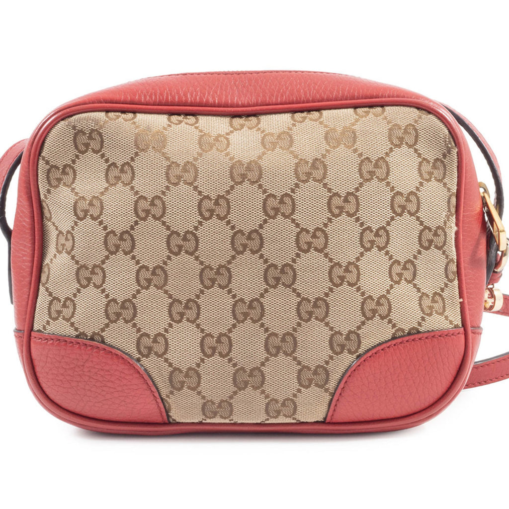 Gucci Beige Red Color Gg Canvas Leather Shoulder Bag (Pre-Owned)