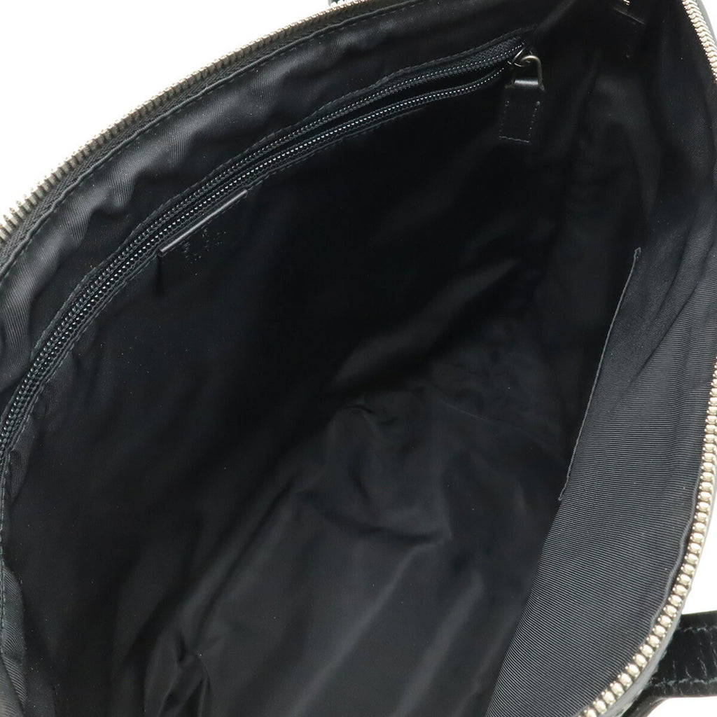 Gucci Sherry Line Black Green Red Color Nylon Canvas Leather Shoulder Bag Tote Bag (Pre-Owned)