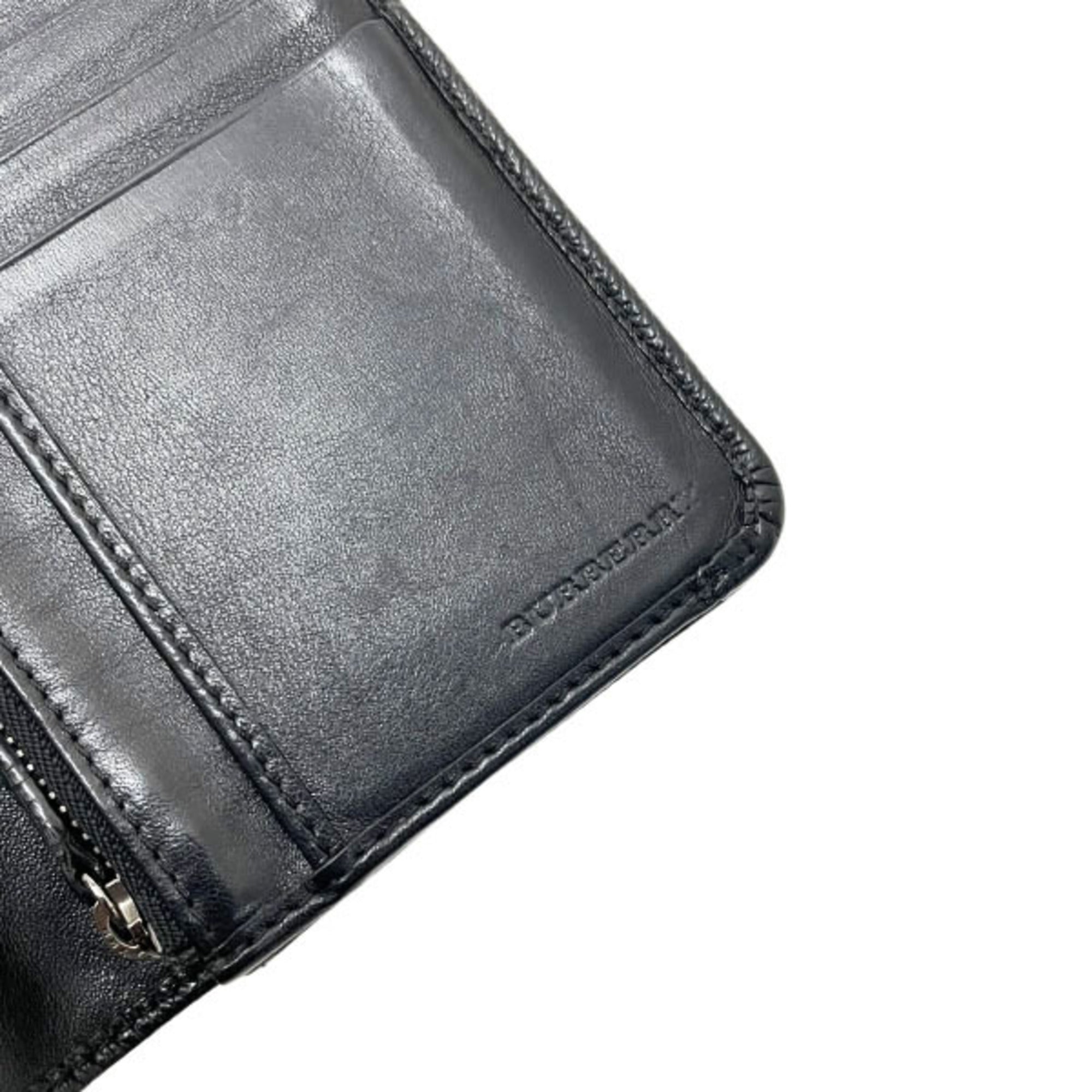 Burberry Black Leather Long Wallet (Bi-Fold)