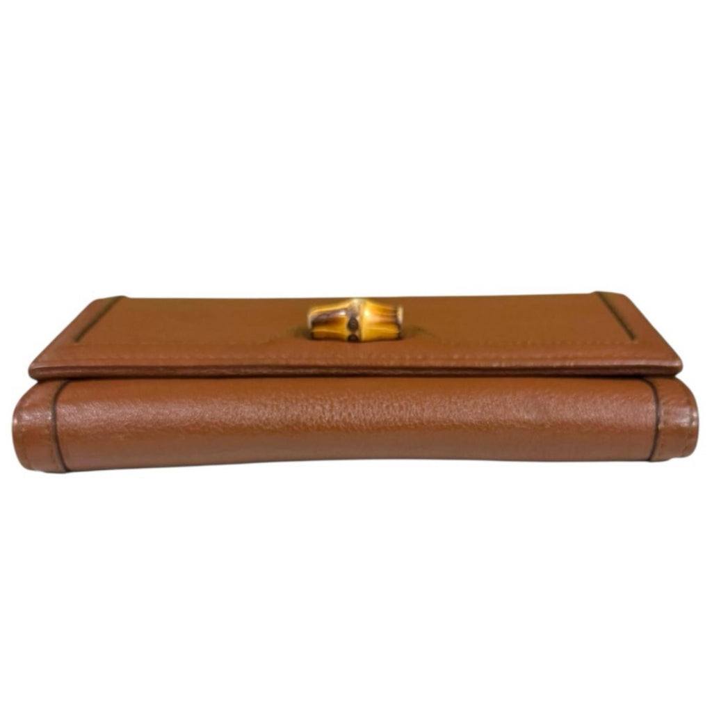Gucci Brown Leather Chain/Shoulder Wallet (Pre-Owned)