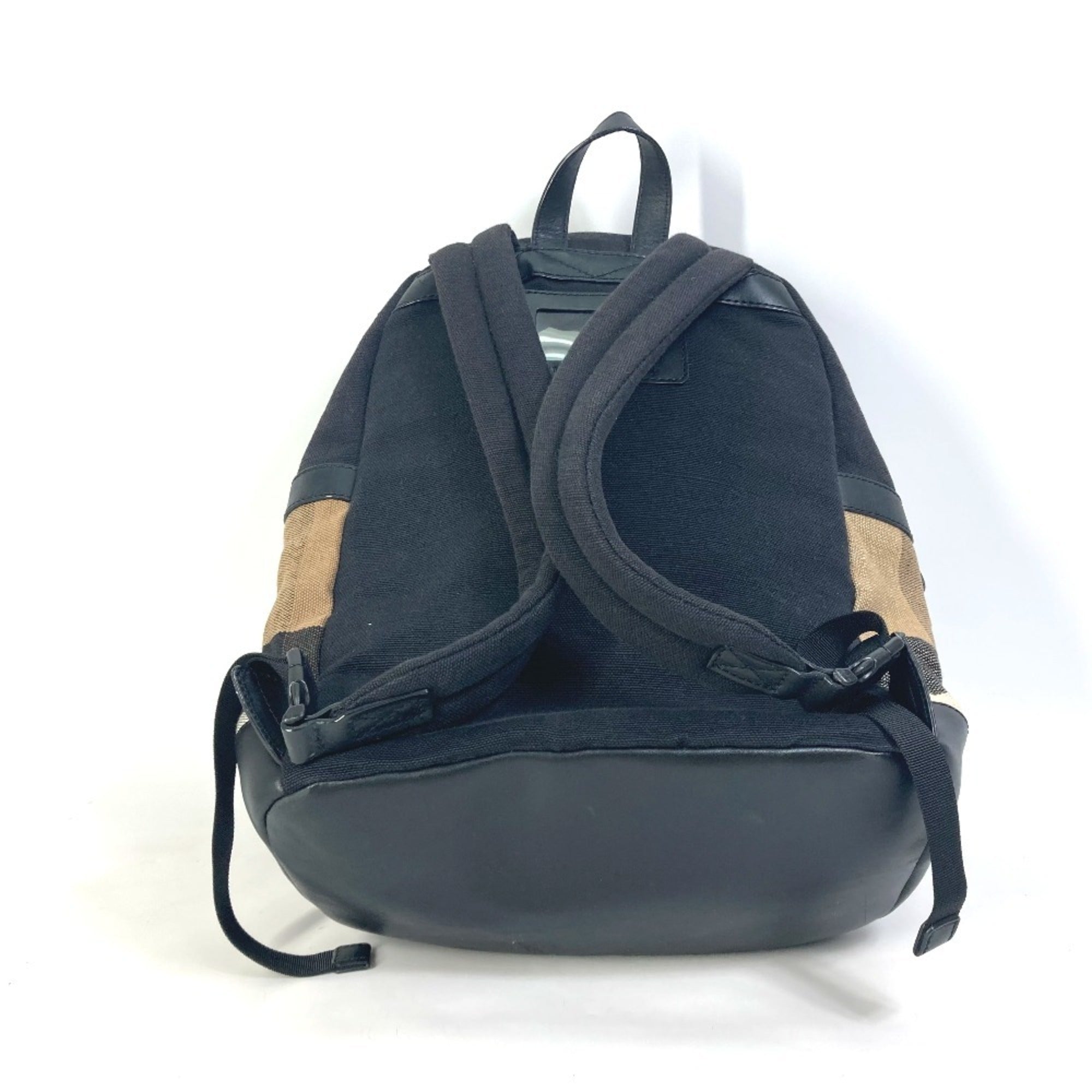 Burberry Beige Black Canvas Leather Backpack