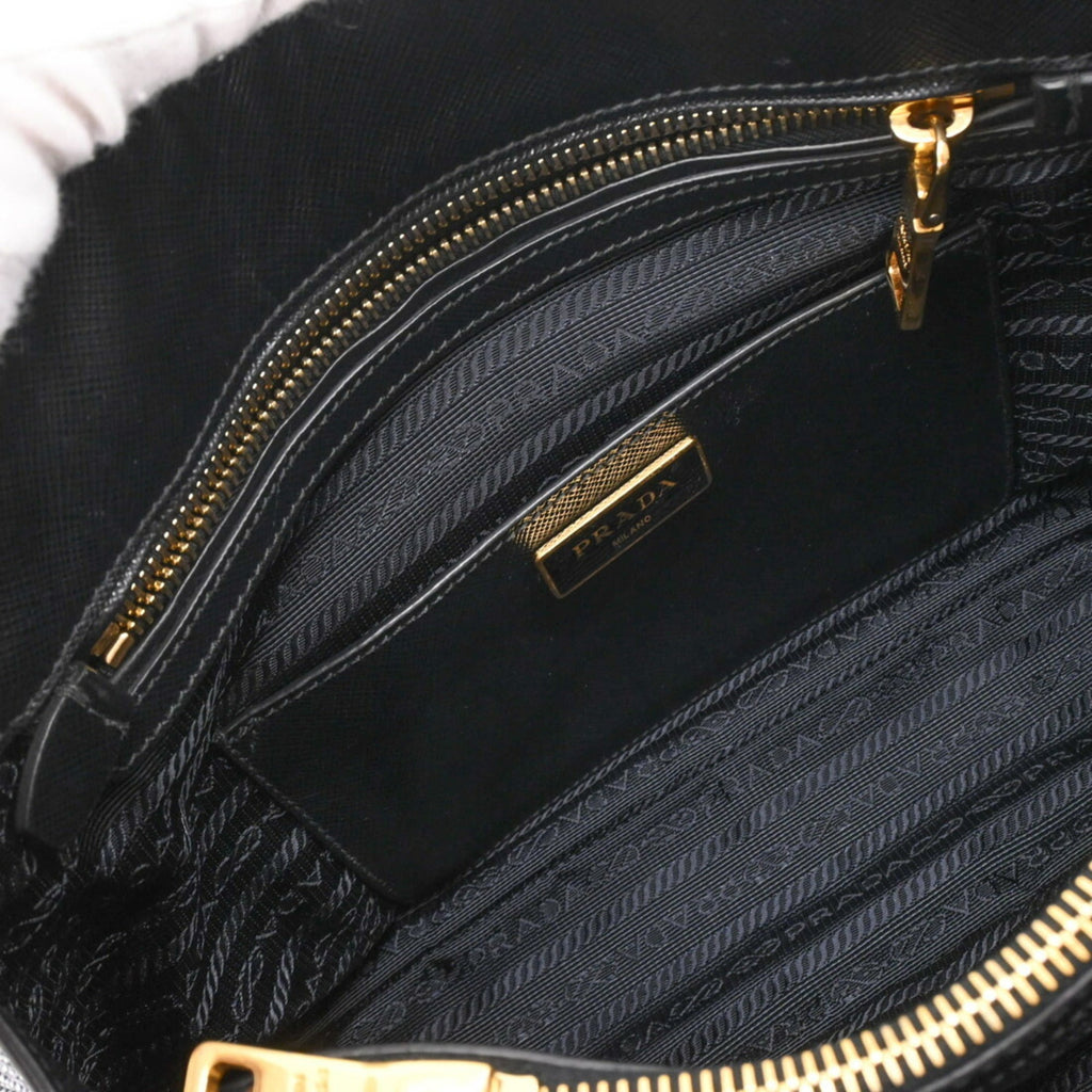Prada Black Saffiano Triangle Handbag