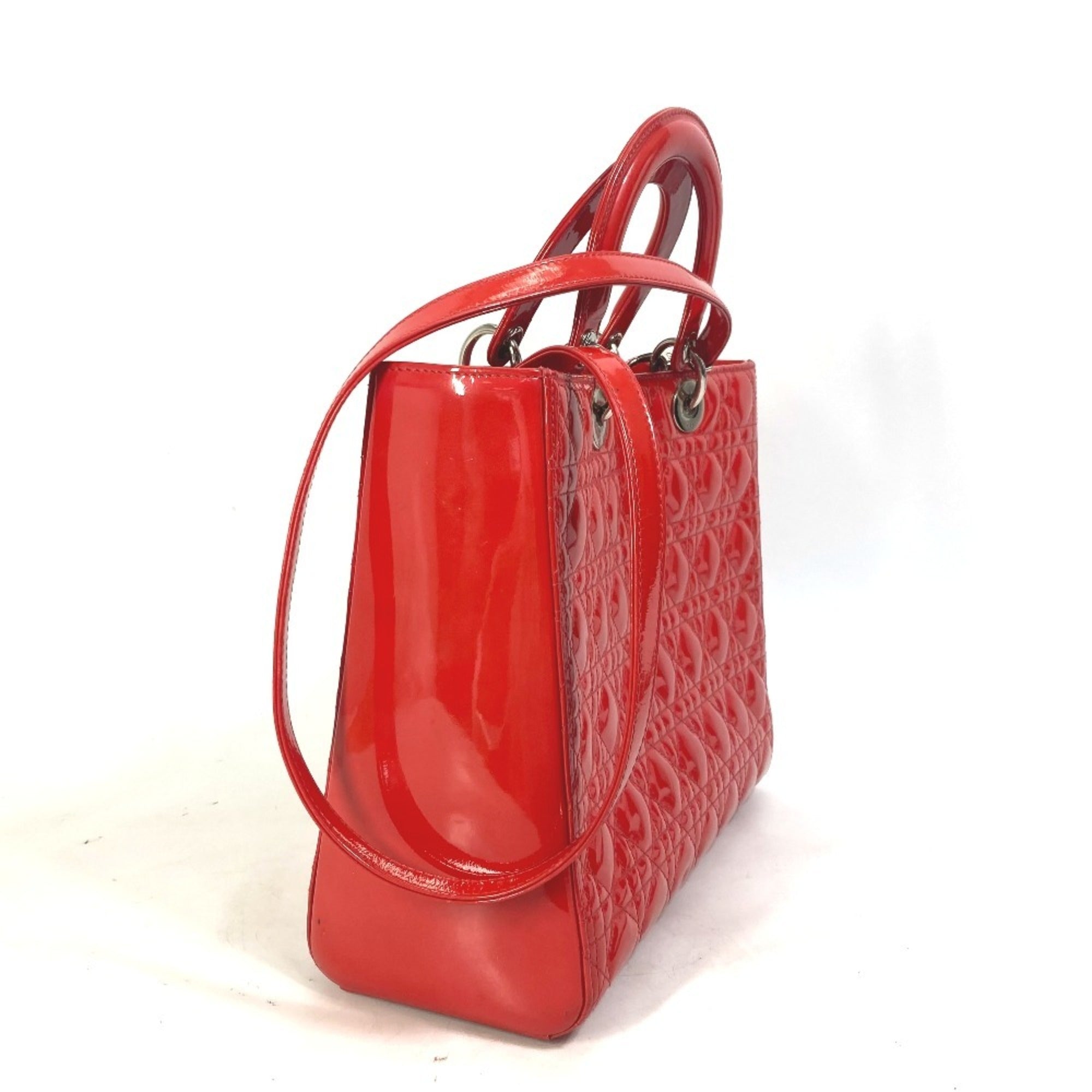 Christian Dior Red Color Leather Handbag Shoulder Bag (Pre-Owned)
