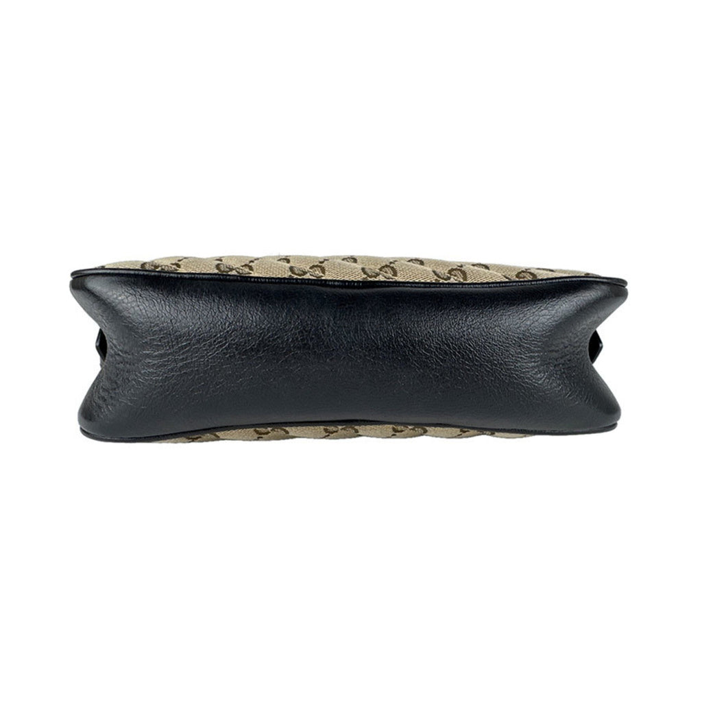 Gucci Black Brown Gg Canvas Leather Shoulder Bag (Pre-Owned)