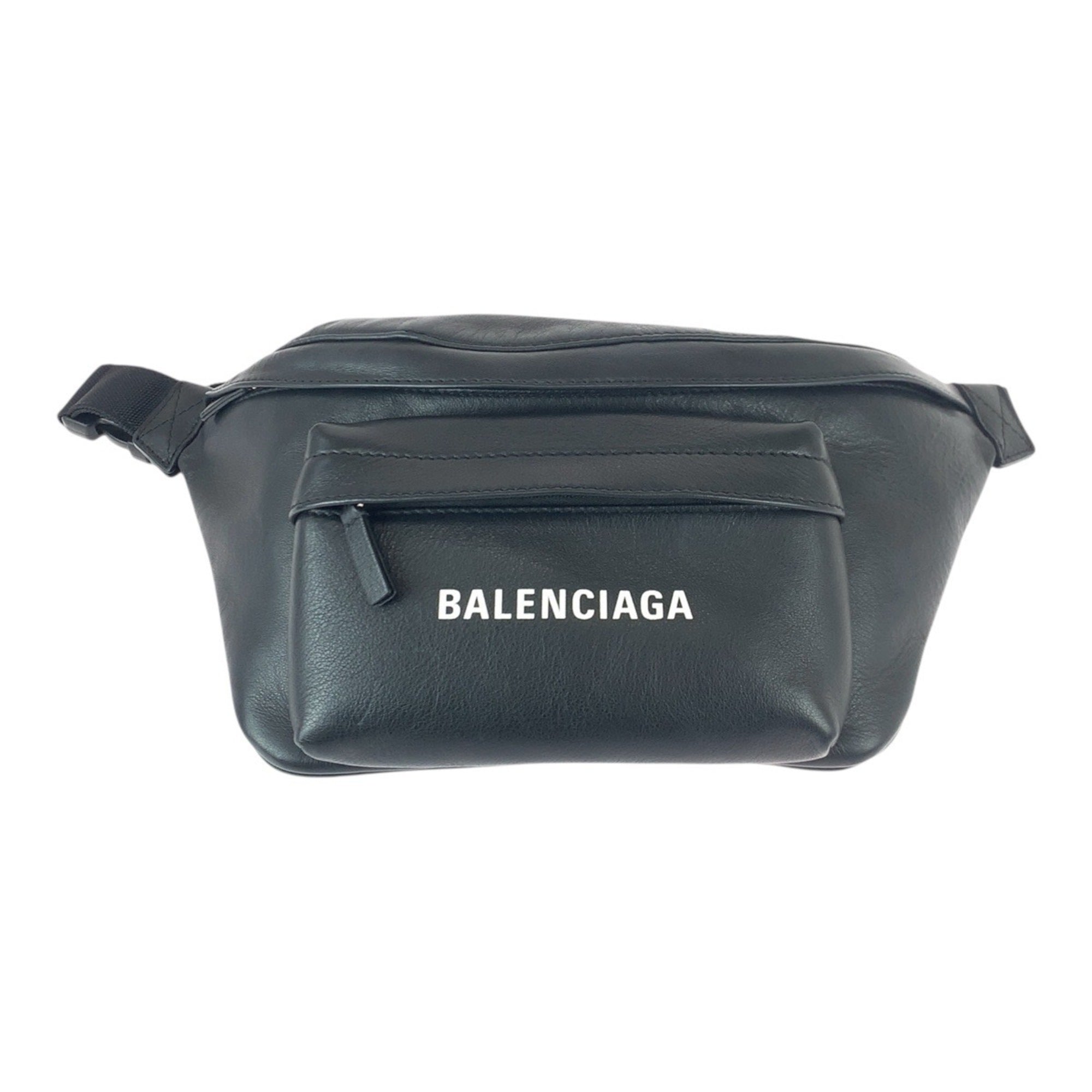 Balenciaga Black White Leather Fanny Pack Sling