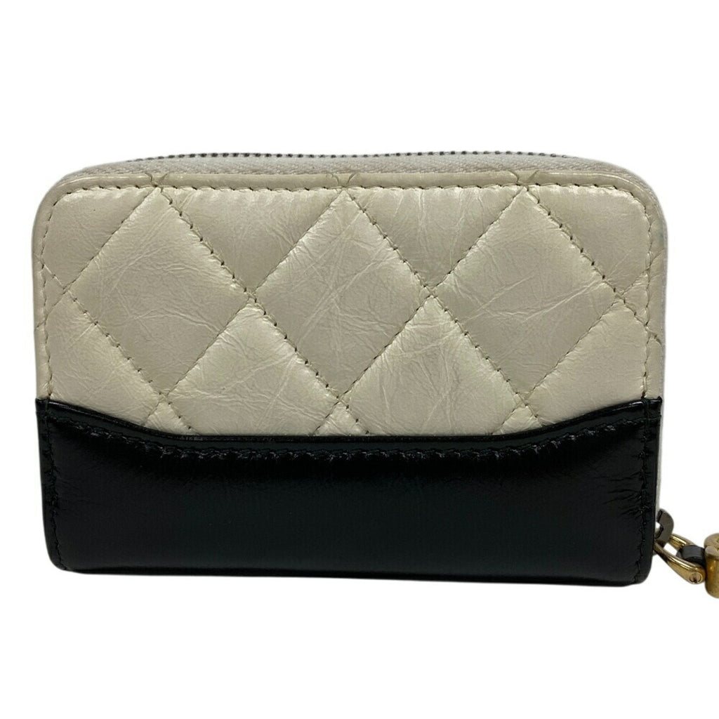Chanel Black White Leather Coin Purse/Coin Case