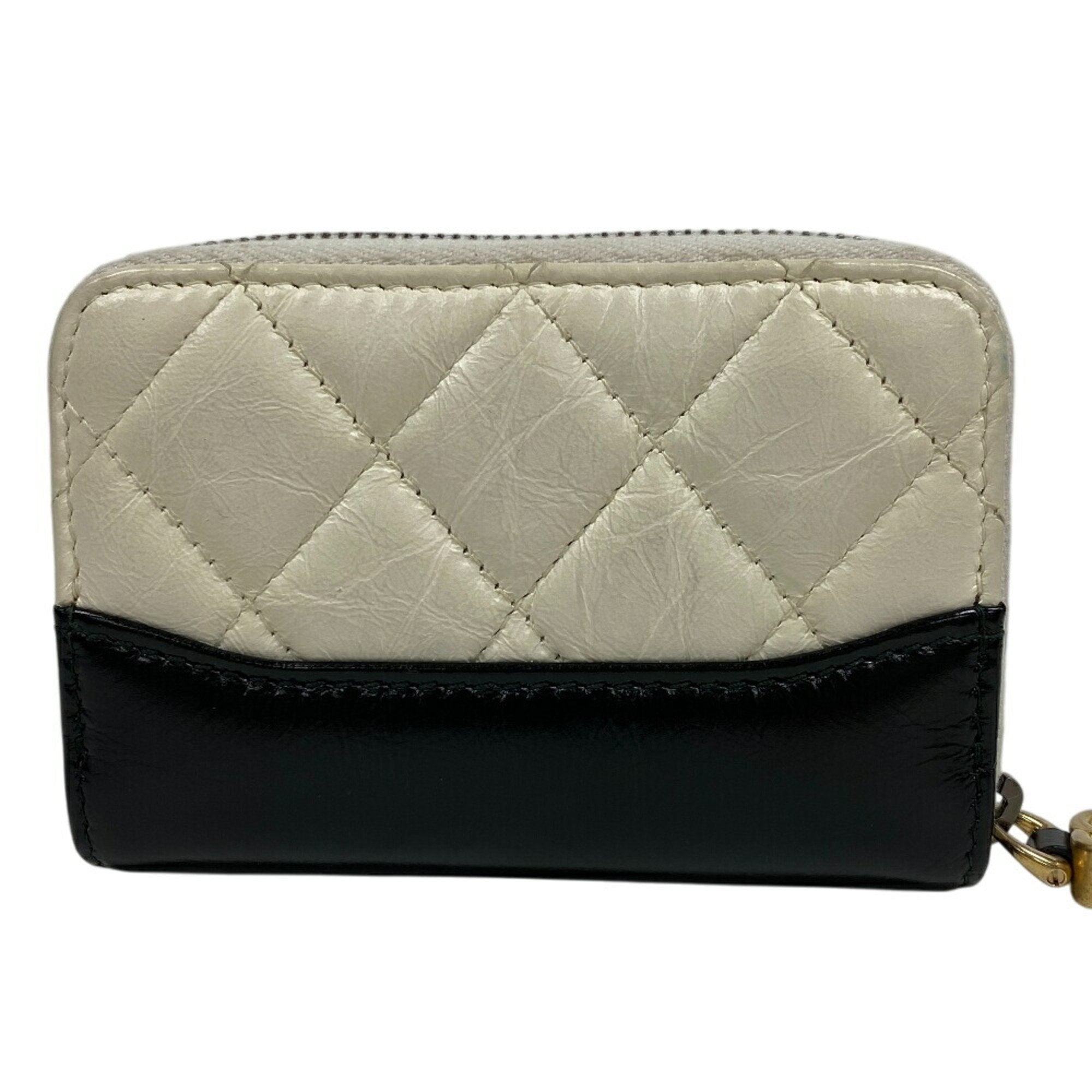 Chanel Black White Leather Coin Purse/Coin Case